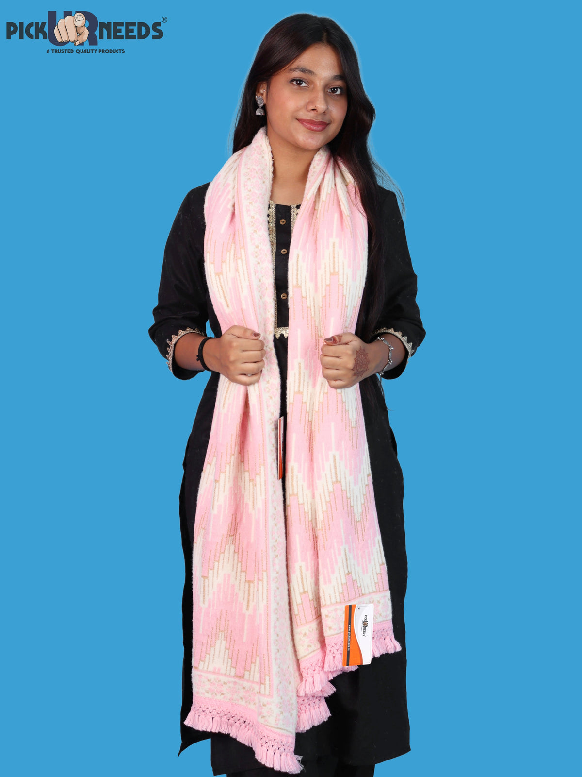 Pick Ur Needs Premium Wool Shawl For Womens & Girls Winter Muffler Soft Knitted Designer Wrap Warm Stole