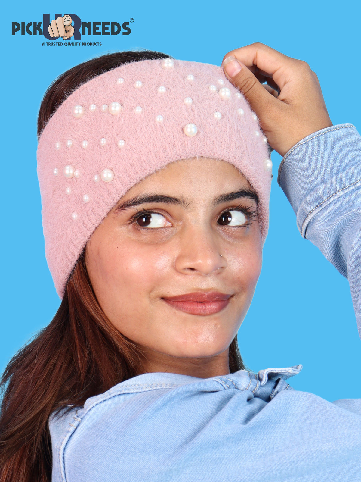 Pick Ur Needs Stylish & Cozy Pearl Embellished Winter Headband