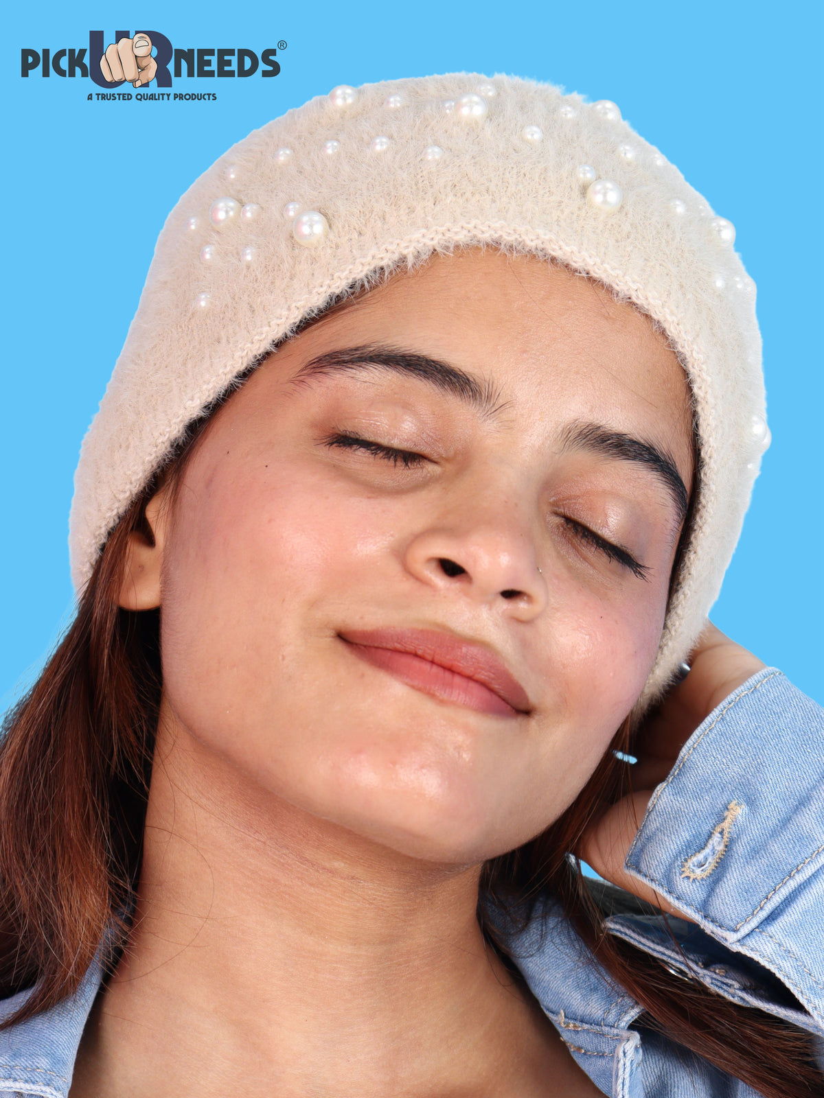 Pick Ur Needs Stylish & Cozy Pearl Embellished Winter Headband