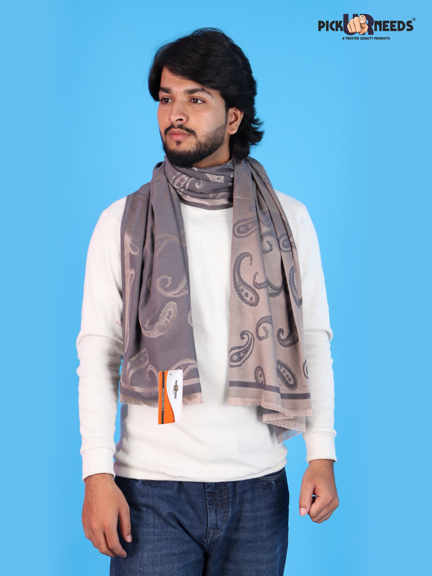Pick Ur Needs Mens 2-in-1 Shawl & Stole, Elegant Paisley Print Winter Wrap, Lightweight Warm Shoulder Scarf for Boys, Stylish Reversible-Style