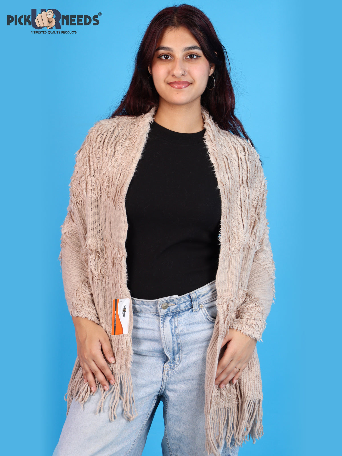 Pick Ur Needs Premium Winter Muffler for Women & Girls Soft Textured Woven with Fringe Detailing Warm Lightweight Neck Wrap