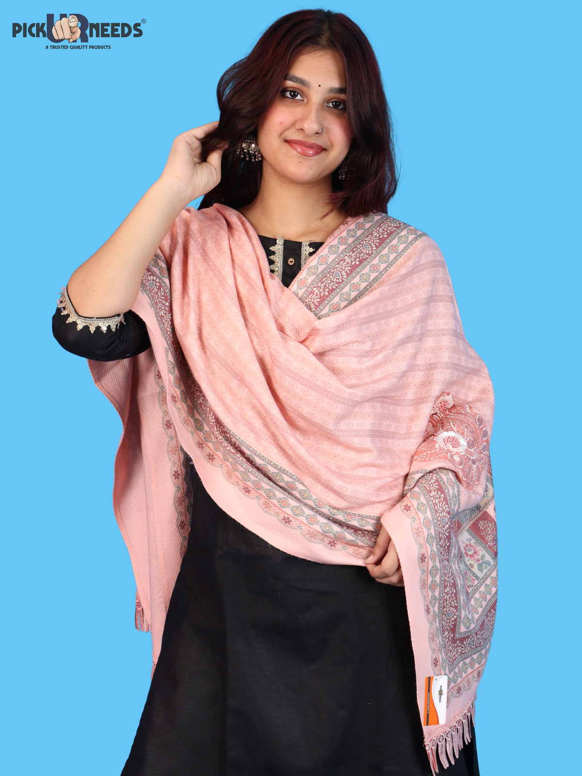 Pick Ur Needs Premium Soft Woolen Women & Girls Stylish Shawl with Elegant Design for Winter & Wedding