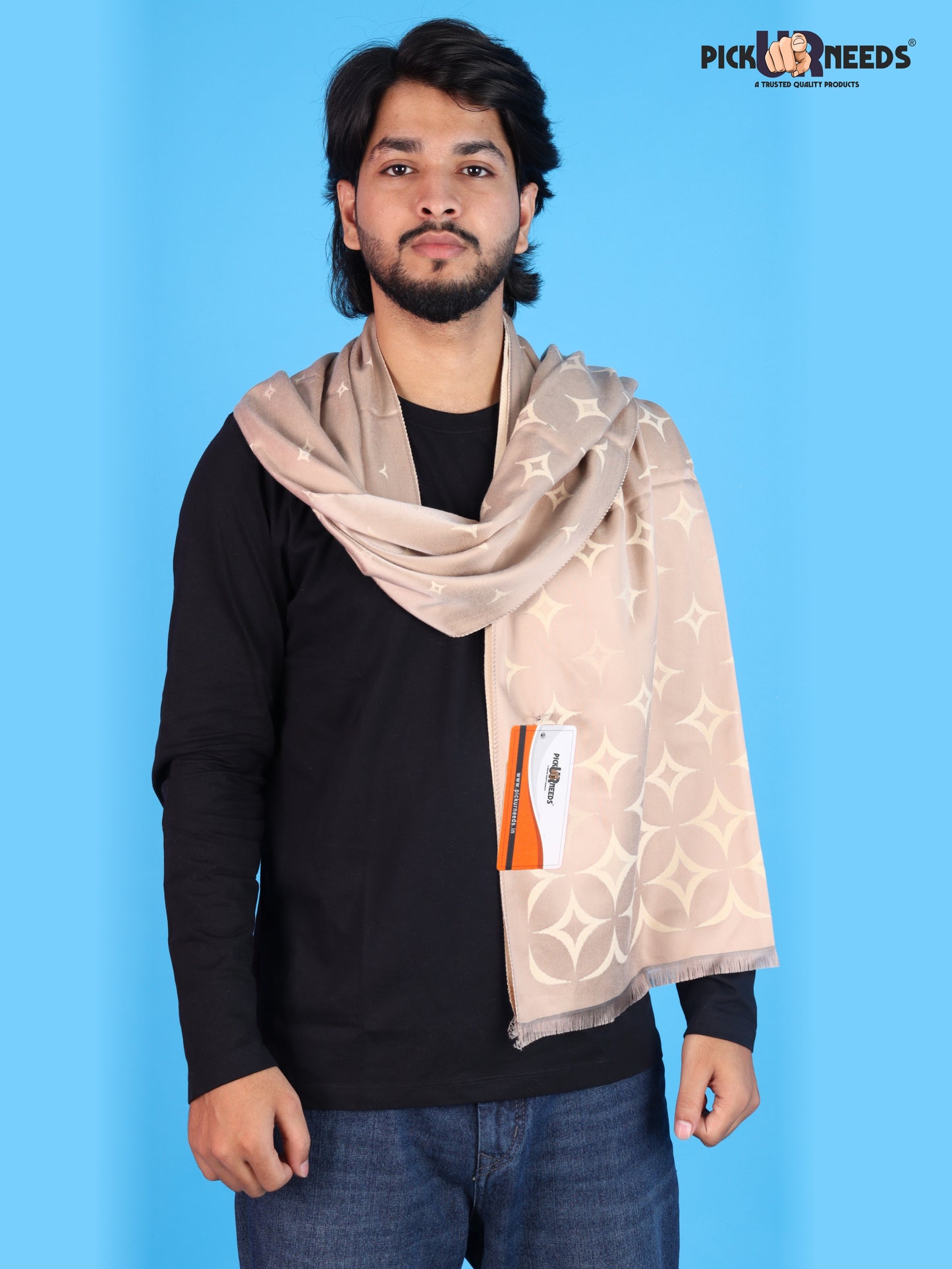 Pick Ur Needs Mens 2-in-1 Reversible Shawl Stylish Printed Winter Shawl for Boys Soft Warm Woolen Stole Premium Large Winter Wrap