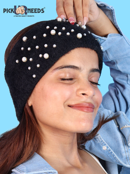Pick Ur Needs Stylish & Cozy Pearl Embellished Winter Headband