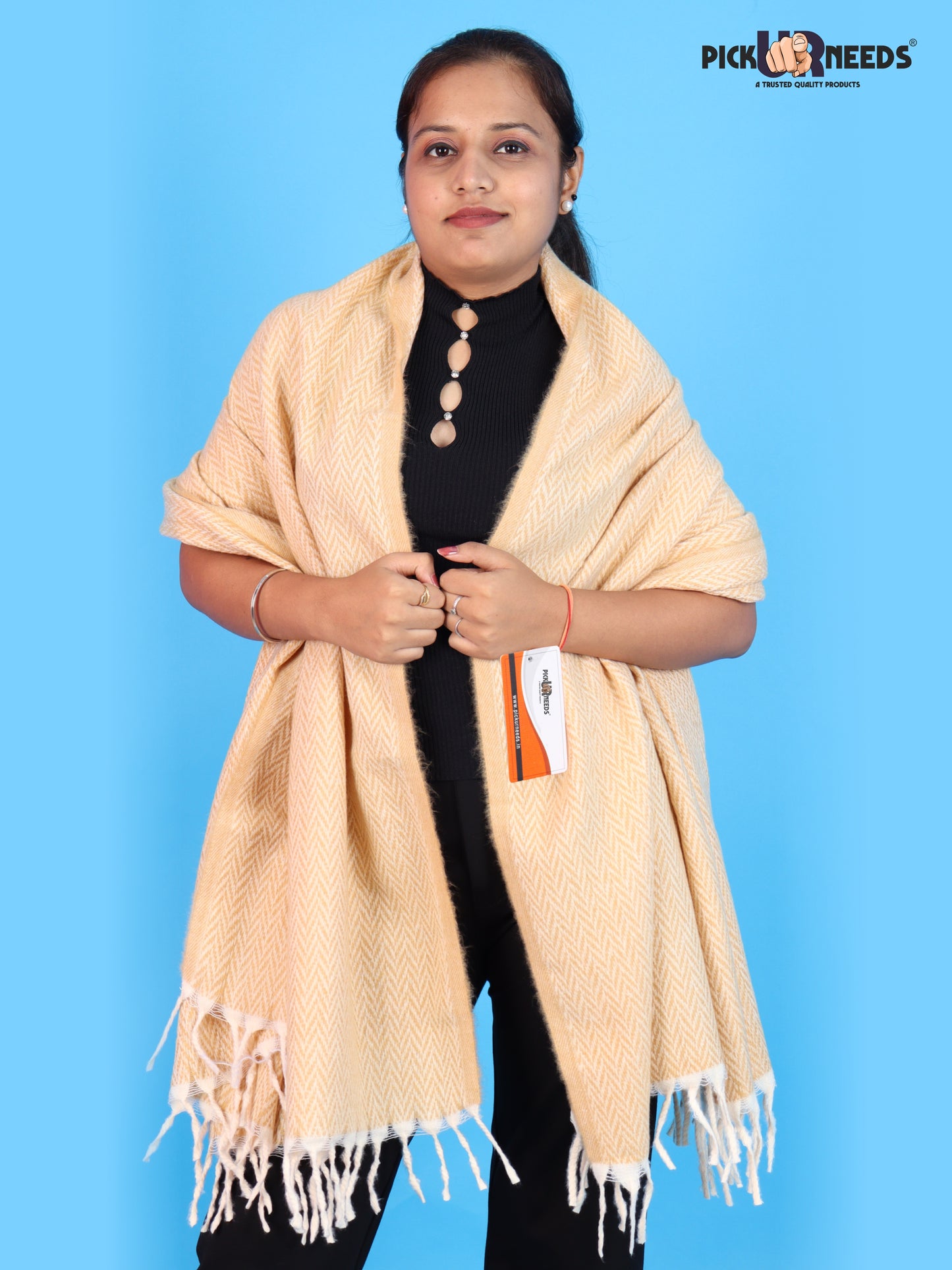 Pick Ur Needs Women’s Winter Muffler Shawl Soft & Warm Knitted Herringbone Wrap with Elegant Fringe Stole For Girls