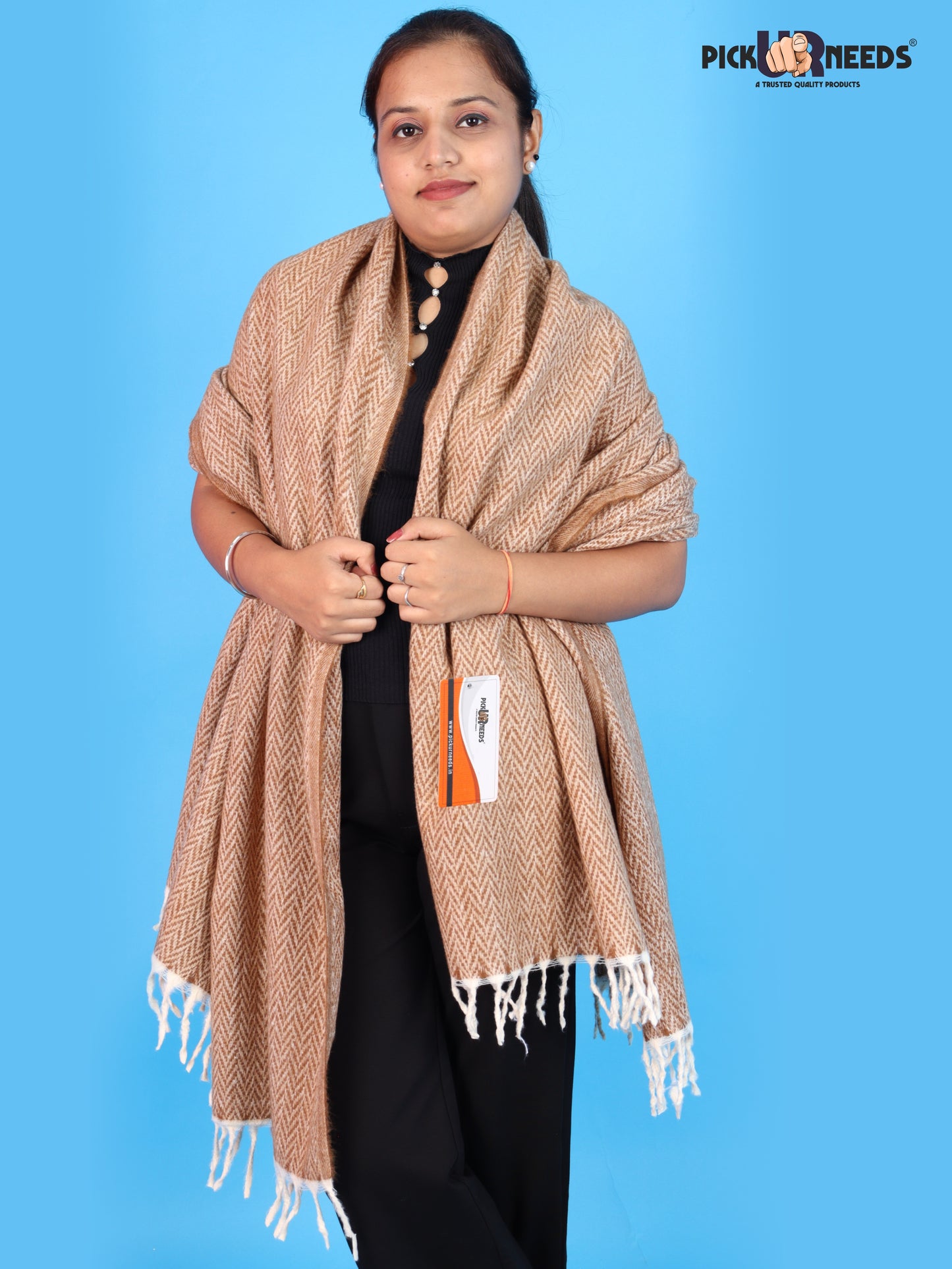 Pick Ur Needs Women’s Winter Muffler Shawl Soft & Warm Knitted Herringbone Wrap with Elegant Fringe Stole For Girls