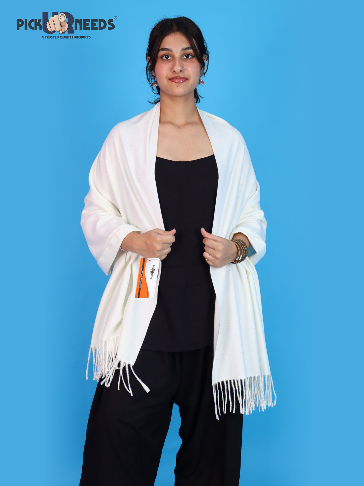 Pick Ur Needs Womens Winter Shawl Soft Warm Large Wrap Shawls with Fringe Tassels Elegant Woolen Style Stole for Girls