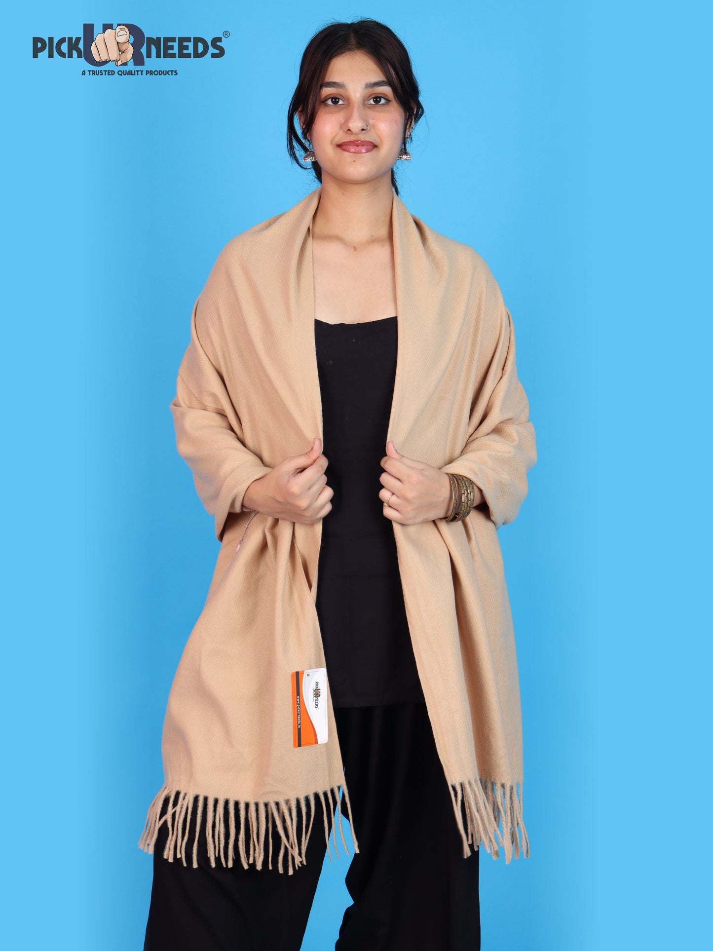 Pick Ur Needs Womens Winter Shawl Soft Warm Large Wrap Shawls with Fringe Tassels Elegant Woolen Style Stole for Girls
