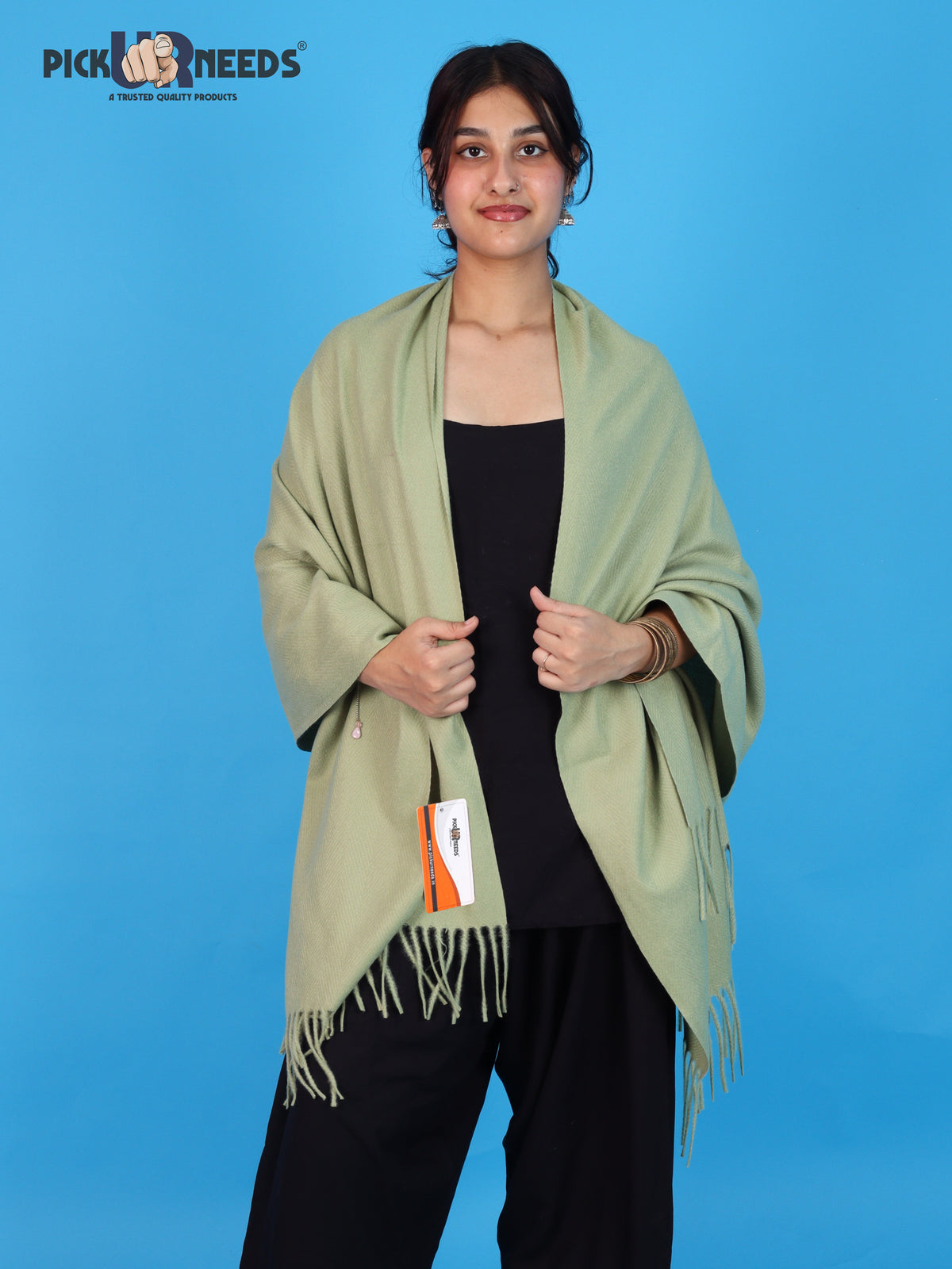 Pick Ur Needs Womens Winter Shawl Soft Warm Large Wrap Shawls with Fringe Tassels Elegant Woolen Style Stole for Girls