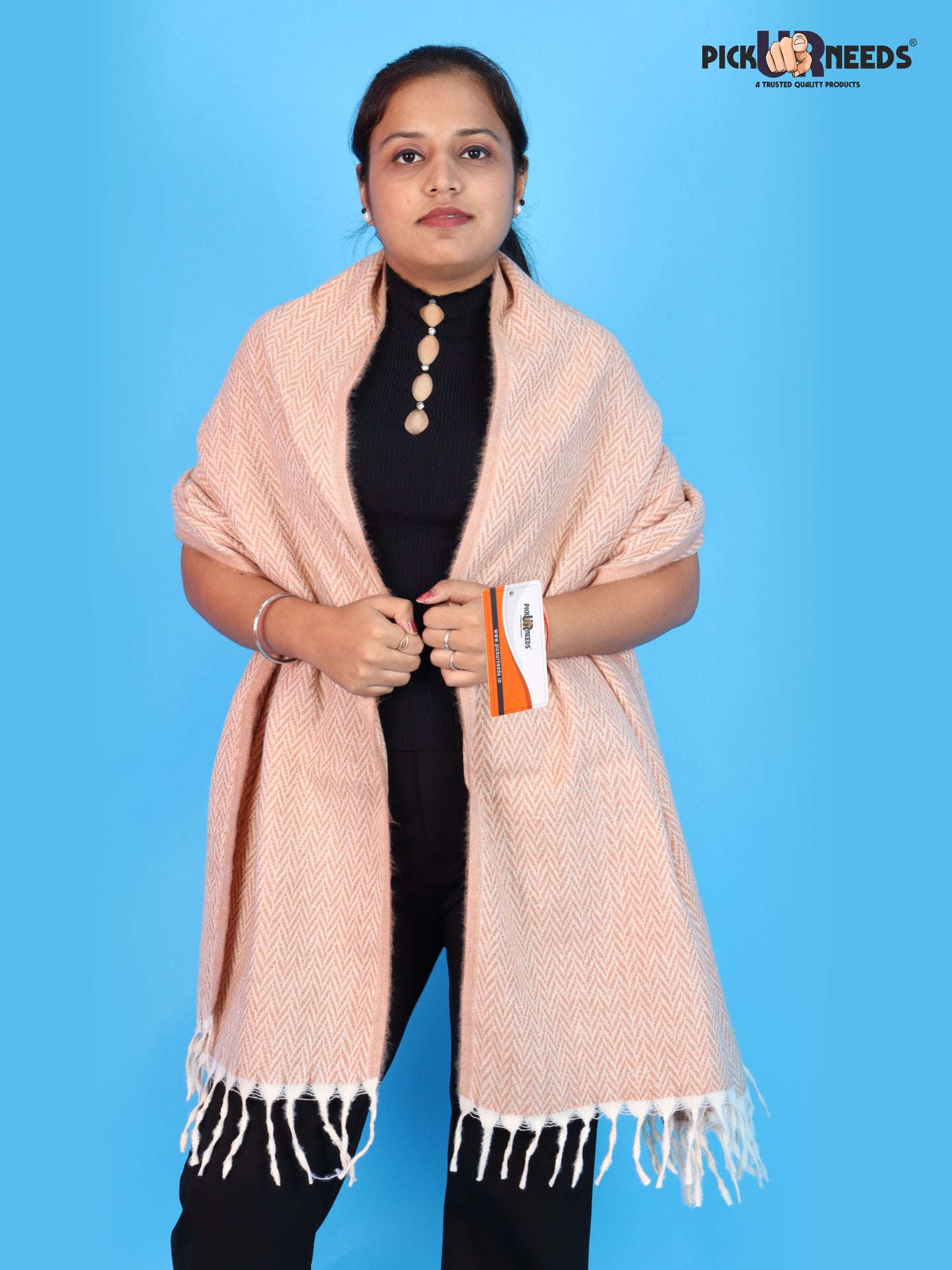 Pick Ur Needs Women’s Winter Muffler Shawl Soft & Warm Knitted Herringbone Wrap with Elegant Fringe Stole For Girls