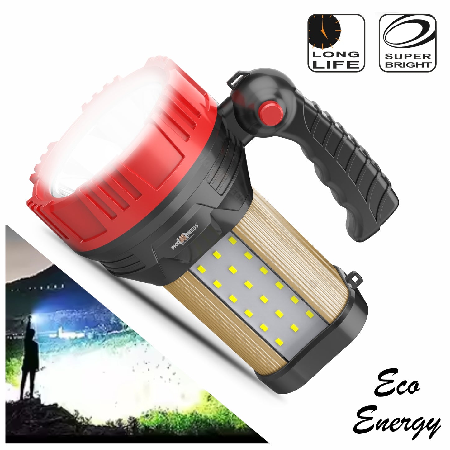 Pick Ur Needs 250W Rechargeable LED Light with 18 SMD High Power Searchlight 1500mAh 12 hrs Torch Emergency Light