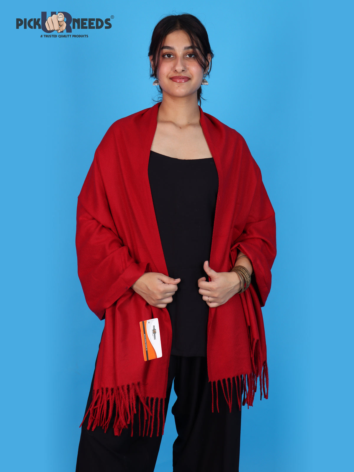 Pick Ur Needs Womens Winter Shawl Soft Warm Large Wrap Shawls with Fringe Tassels Elegant Woolen Style Stole for Girls