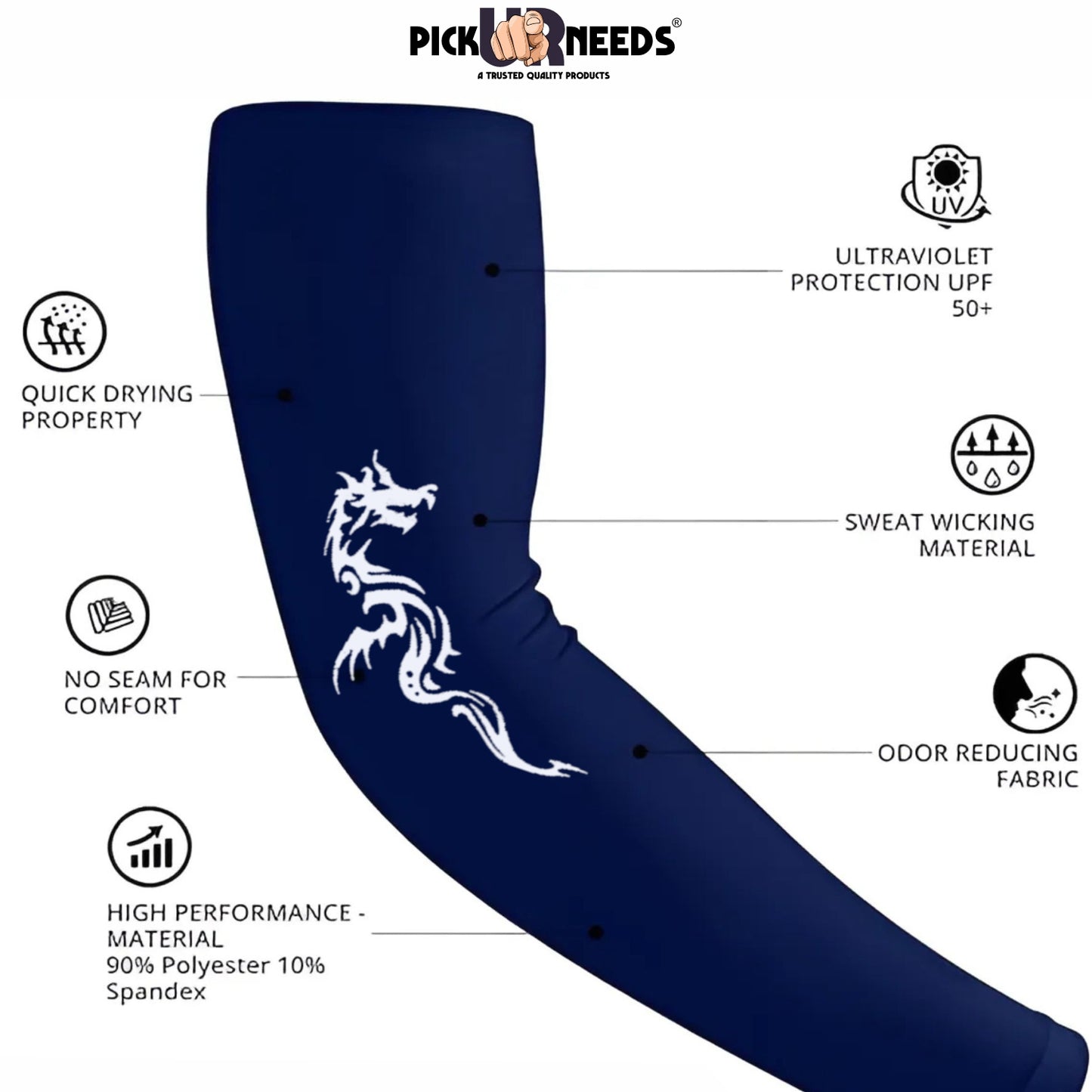 Pick Ur Needs Arm Sleeves for Sun Protection UV Cooling Sleeves for Men & Women for Outdoor Work, Sports, Running, Tattoo Dragon Cover