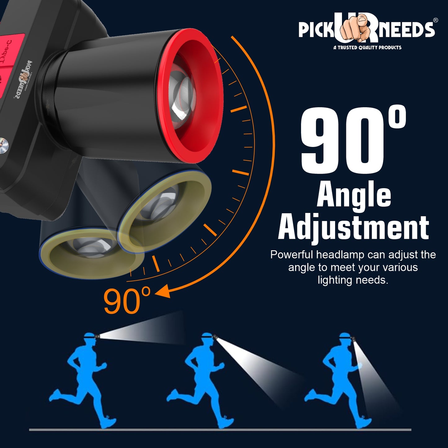 Pick Ur Needs Zoomable Rechargeable 100W Bright LED Head Lamp 1200mAh Battery 3 hrs Torch Emergency Light