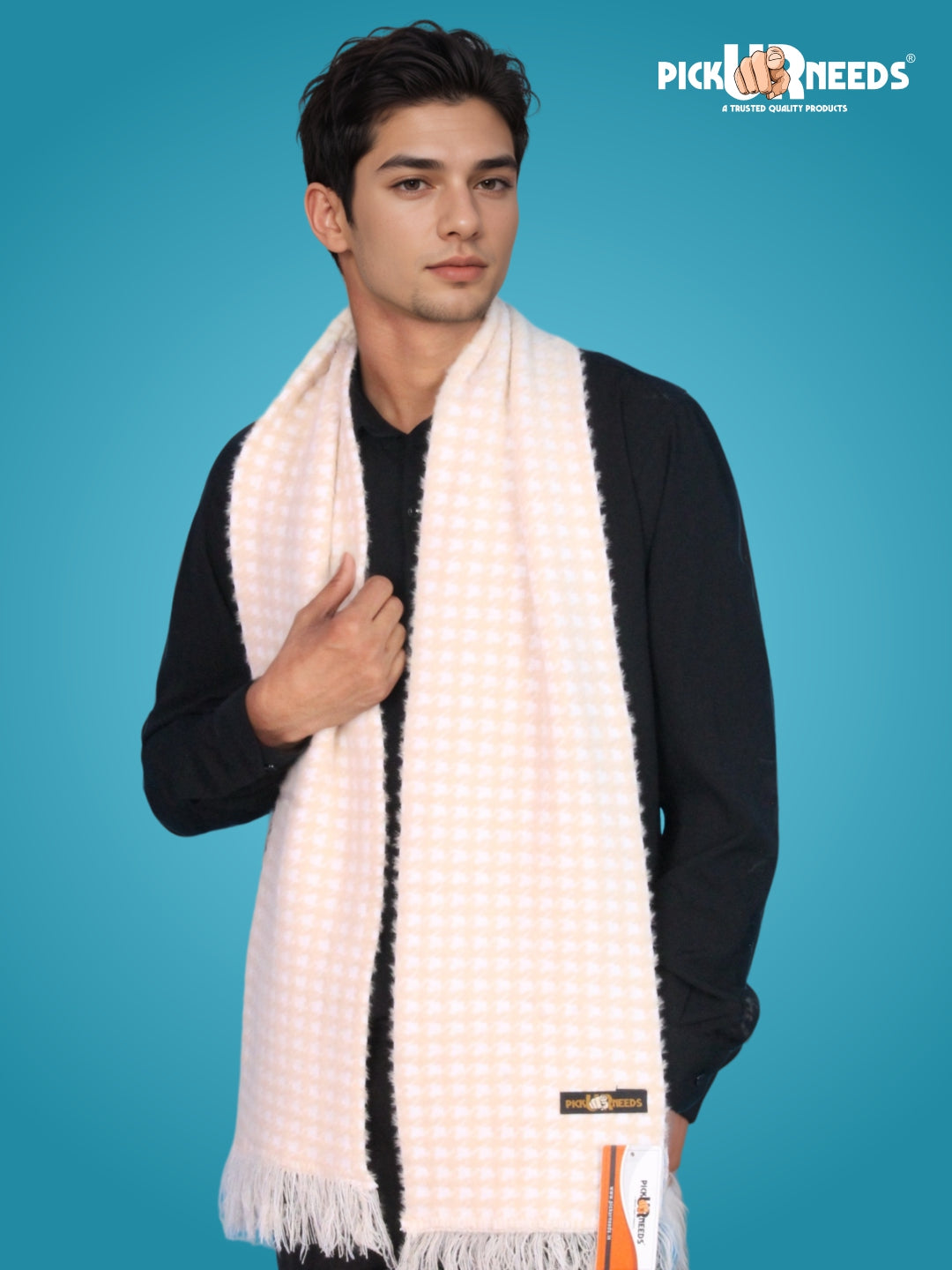 Pick Ur Needs Soft Warm Woolen Premium Winter Muffler for Men Scarf with Stylish Check Pattern Long & Comfortable Cold Weather Neck Wrap
