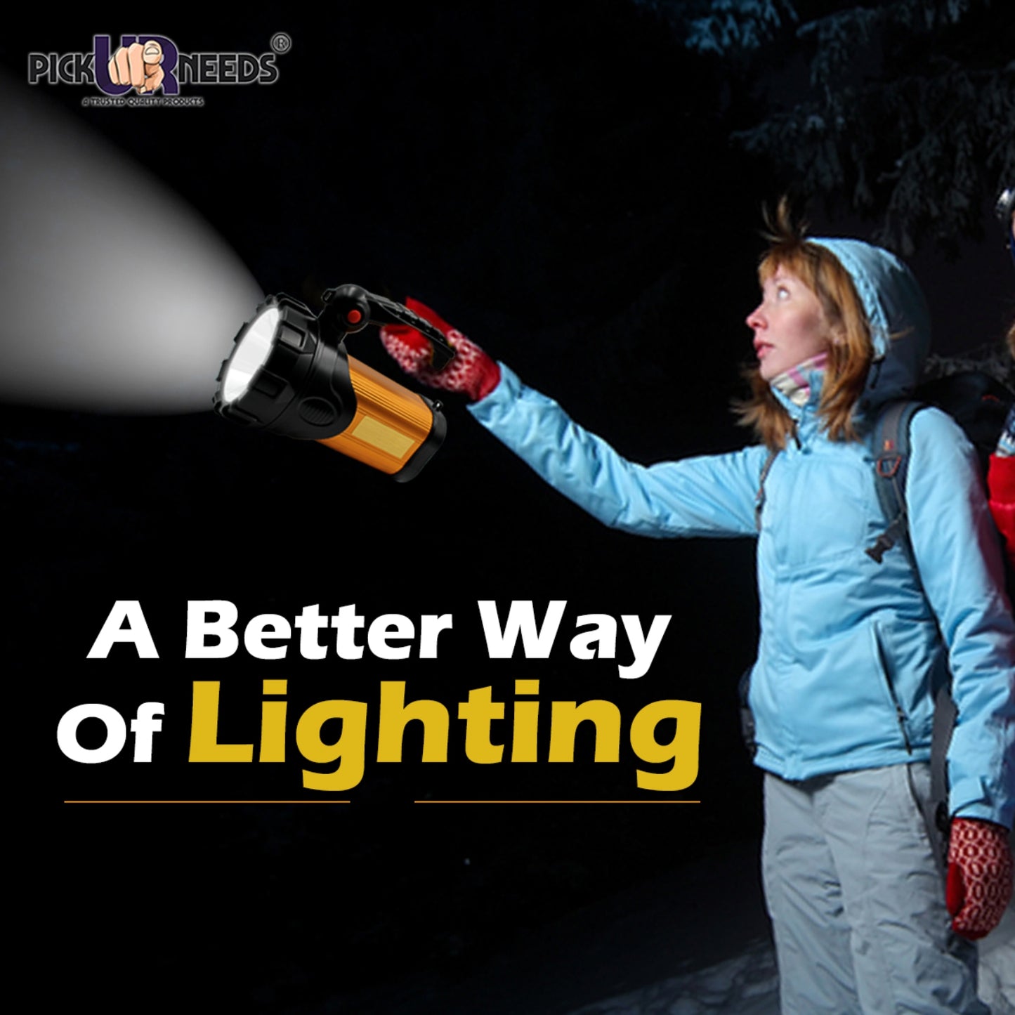 Pick Ur Needs 250W Kissan Long Range Rechargeable Emergency Search Torch | High Power LED Spotlight | 4500mAh Lithium Battery | Handheld Torch with Charger