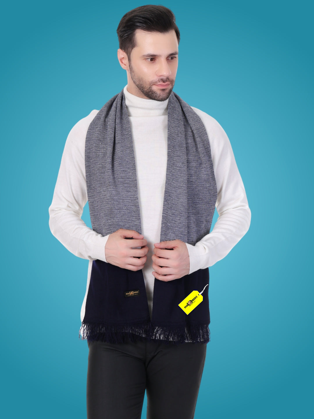 Pick Ur Needs Men's Stylish Striped Knitted Winter Scarf | Soft, Warm & Breathable Muffler for Casual & Formal Wear
