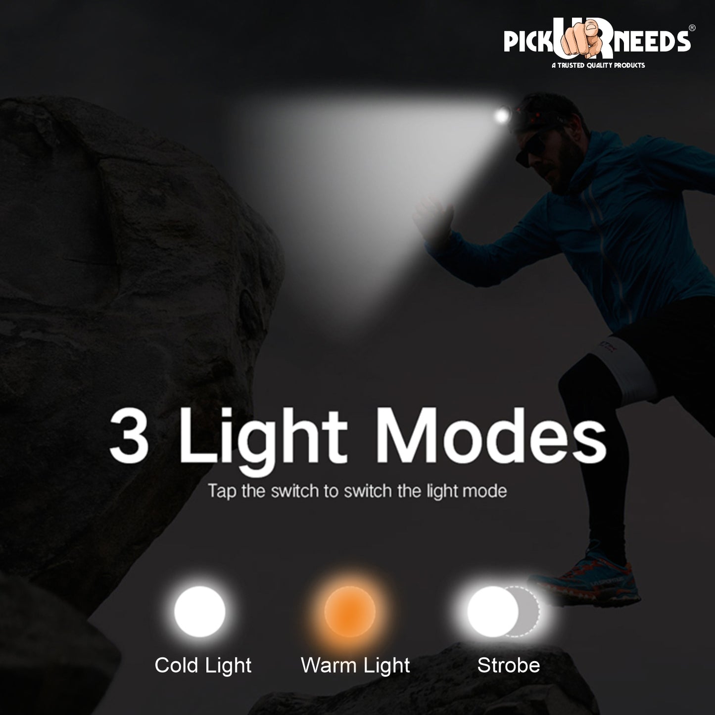 Pick Ur Needs 2 in 1 200W Rechargeable Headlamp – Ultra Bright LED -Zoom, 3 Modes, Metal Body 6 hrs Lantern Emergency Light (Black)