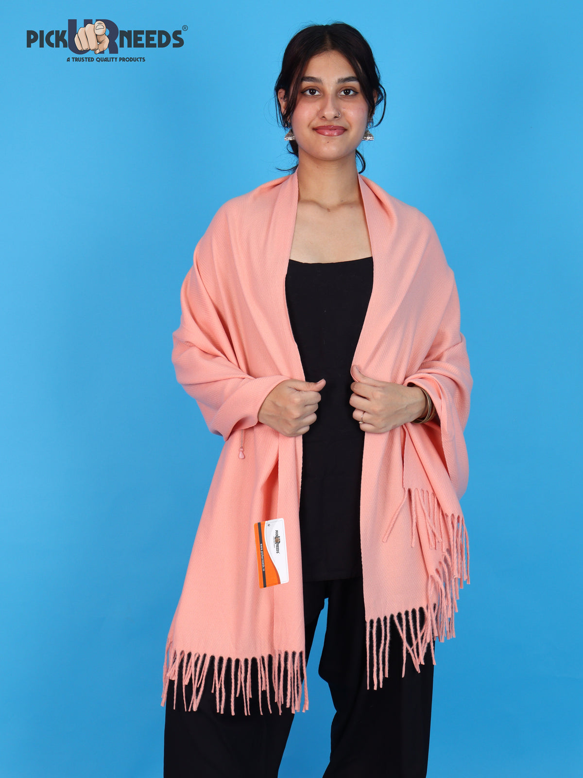 Pick Ur Needs Womens Winter Shawl Soft Warm Large Wrap Shawls with Fringe Tassels Elegant Woolen Style Stole for Girls