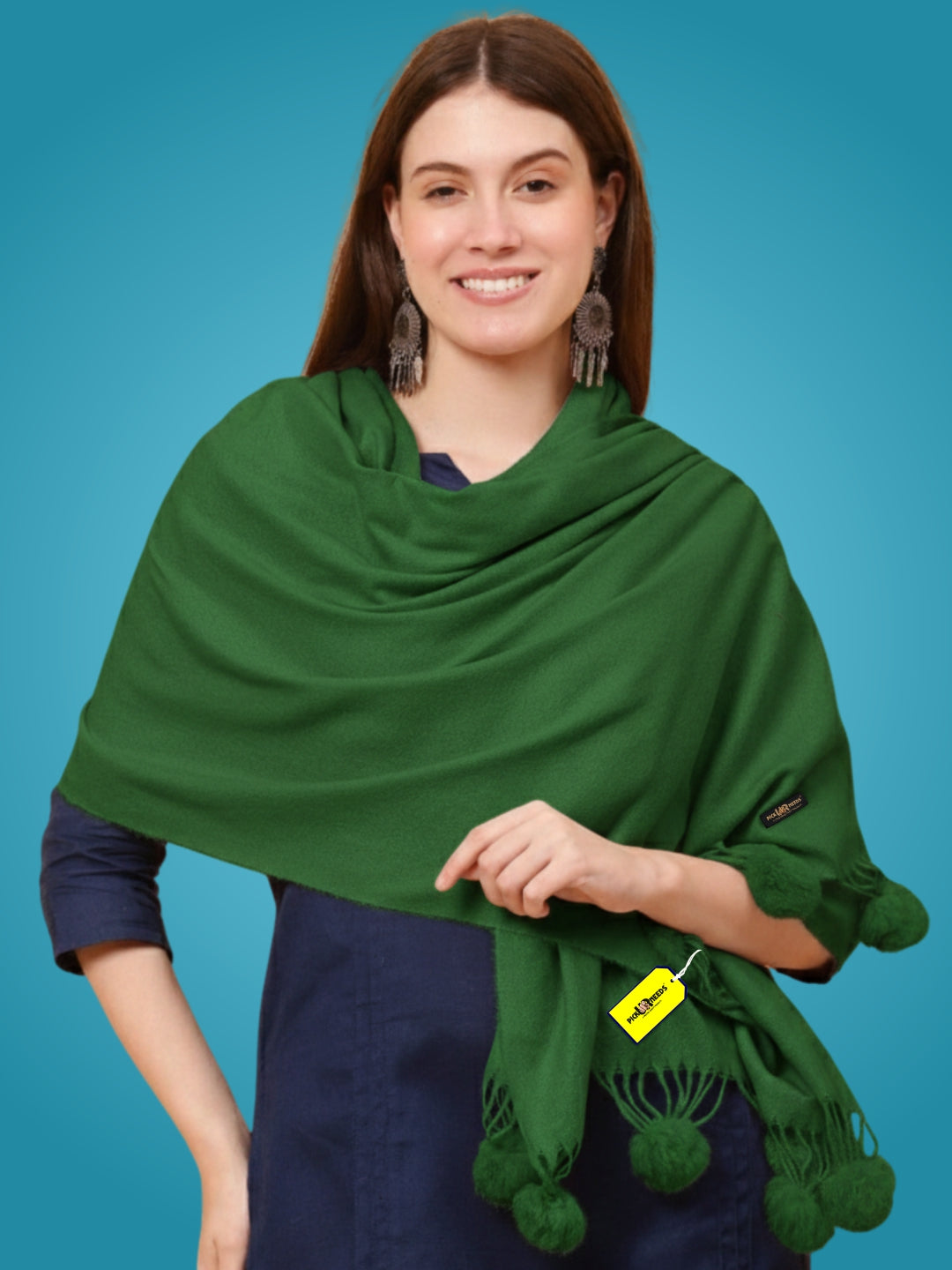 Pick Ur Needs Premium Women’s Wool Blend Scarf Soft Woolen Shawl Winter Stole with Tassels & Pom Poms