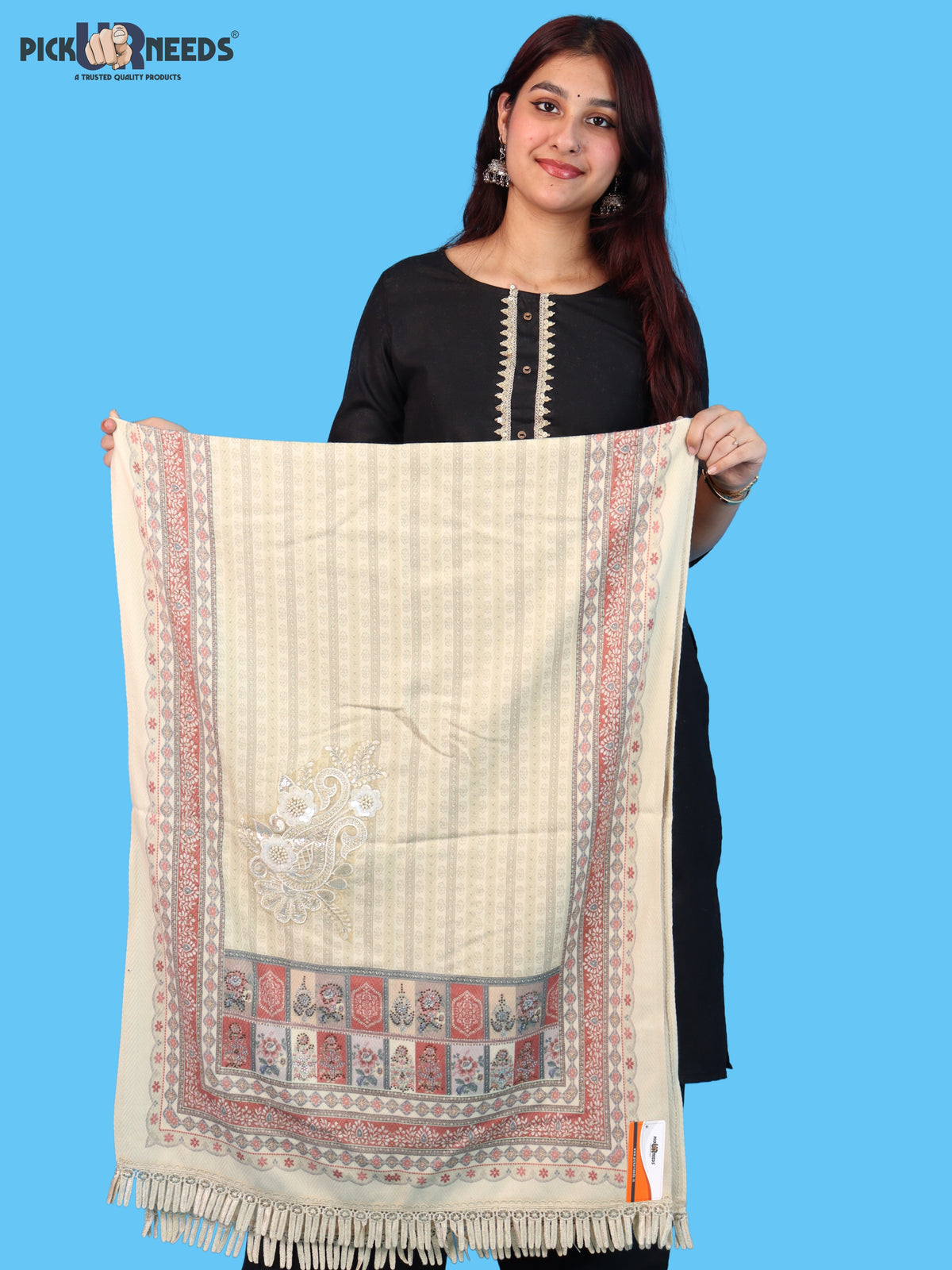 Pick Ur Needs Premium Soft Woolen Women & Girls Stylish Shawl with Elegant Design for Winter & Wedding