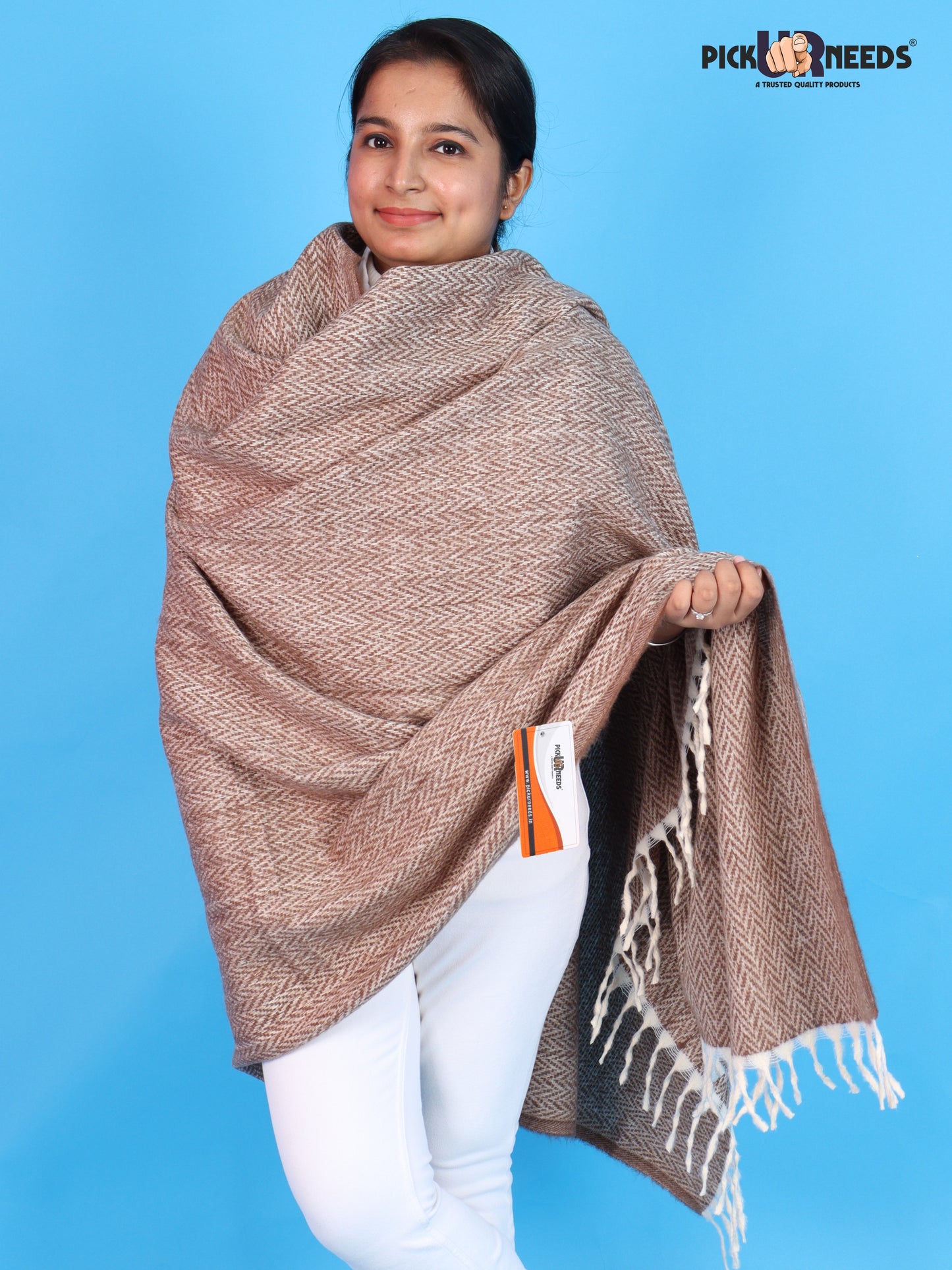 Pick Ur Needs Women’s Winter Muffler Shawl Soft & Warm Knitted Herringbone Wrap with Elegant Fringe Stole For Girls