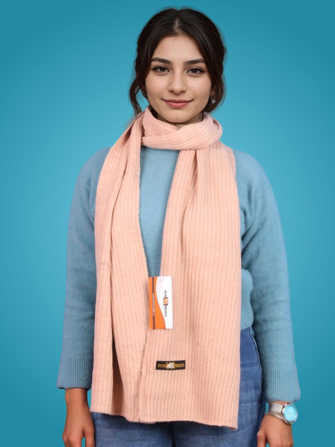 Pick Ur Needs Ultra Soft Ribbed Knit Muffler for Women Warm Winter Woolen Scarf Cozy Lightweight Neck Warmer for Casual & Outdoor Use