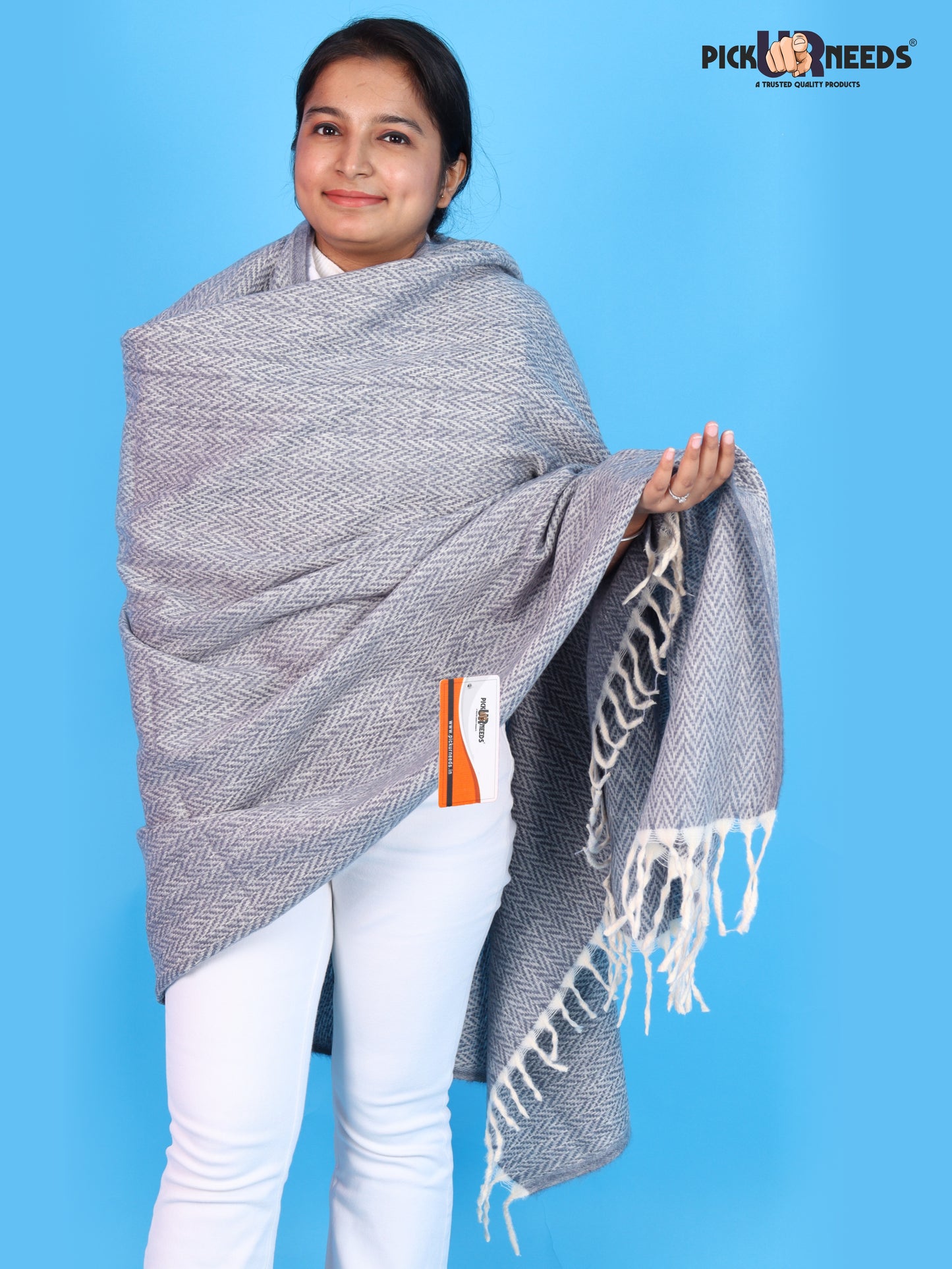 Pick Ur Needs Women’s Winter Muffler Shawl Soft & Warm Knitted Herringbone Wrap with Elegant Fringe Stole For Girls