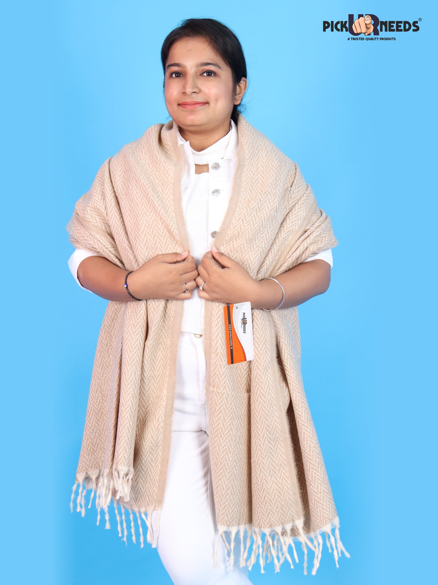 Pick Ur Needs Women’s Winter Muffler Shawl Soft & Warm Knitted Herringbone Wrap with Elegant Fringe Stole For Girls