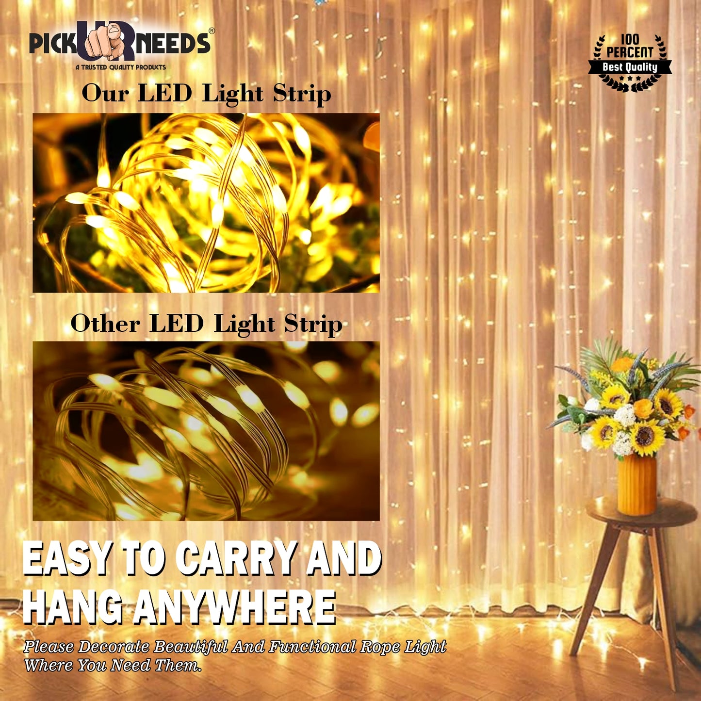 Pick Ur Needs 24 LEDs 10 m Beige Flickering Water Drop Rice Lights
