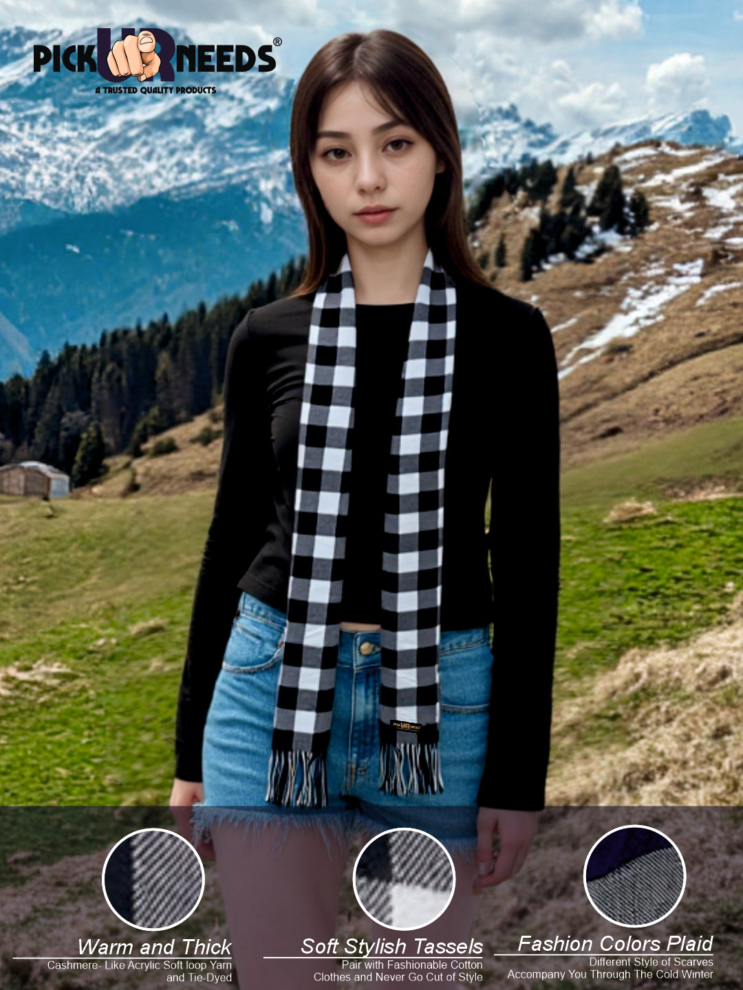 Pick Ur Needs Pure Cashmere Women’s Winter Stylish Muffler Warm, Soft and Trendy Scarves for Cold Weather