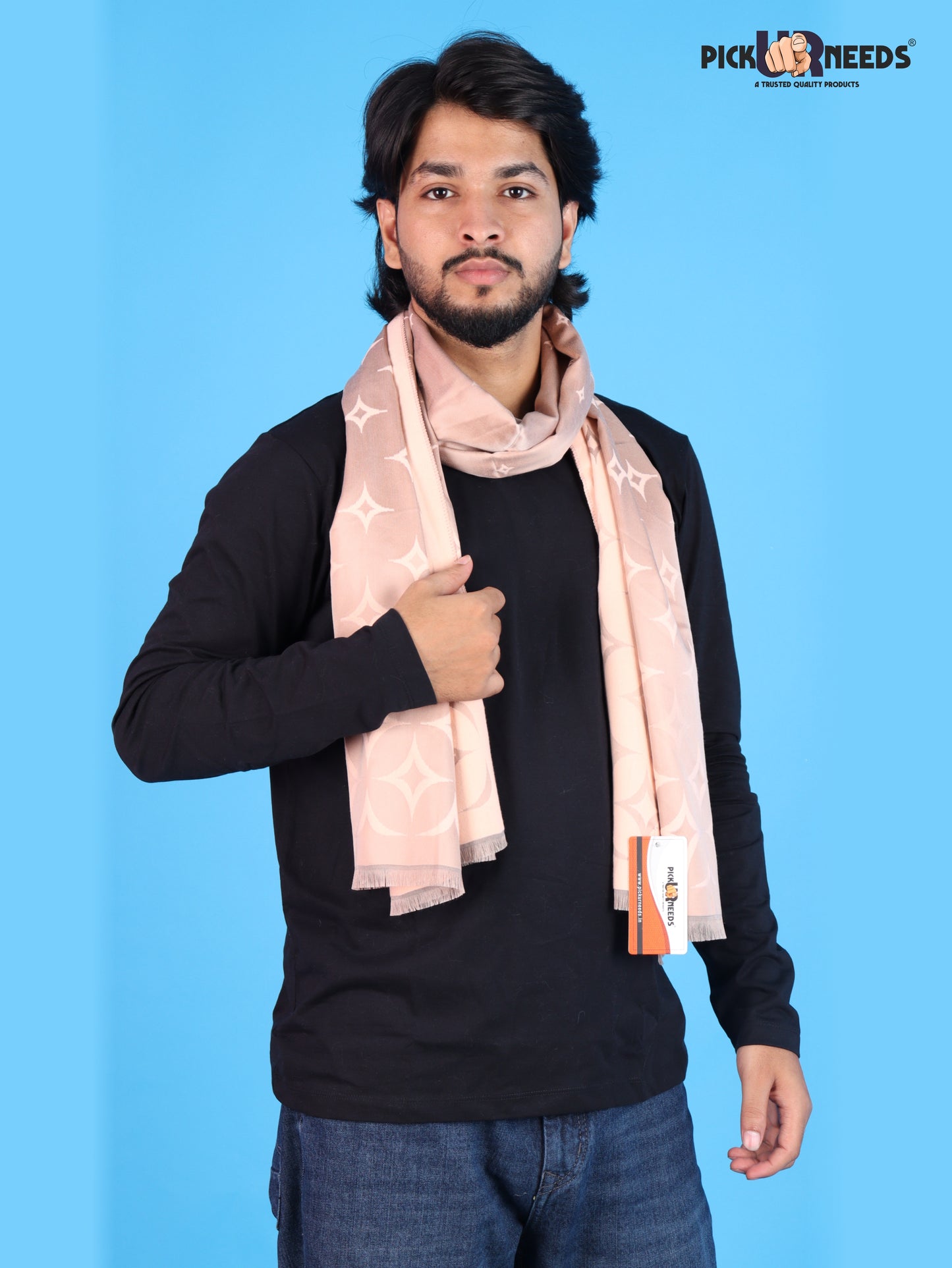 Pick Ur Needs Mens 2-in-1 Reversible Shawl Stylish Printed Winter Shawl for Boys Soft Warm Woolen Stole Premium Large Winter Wrap