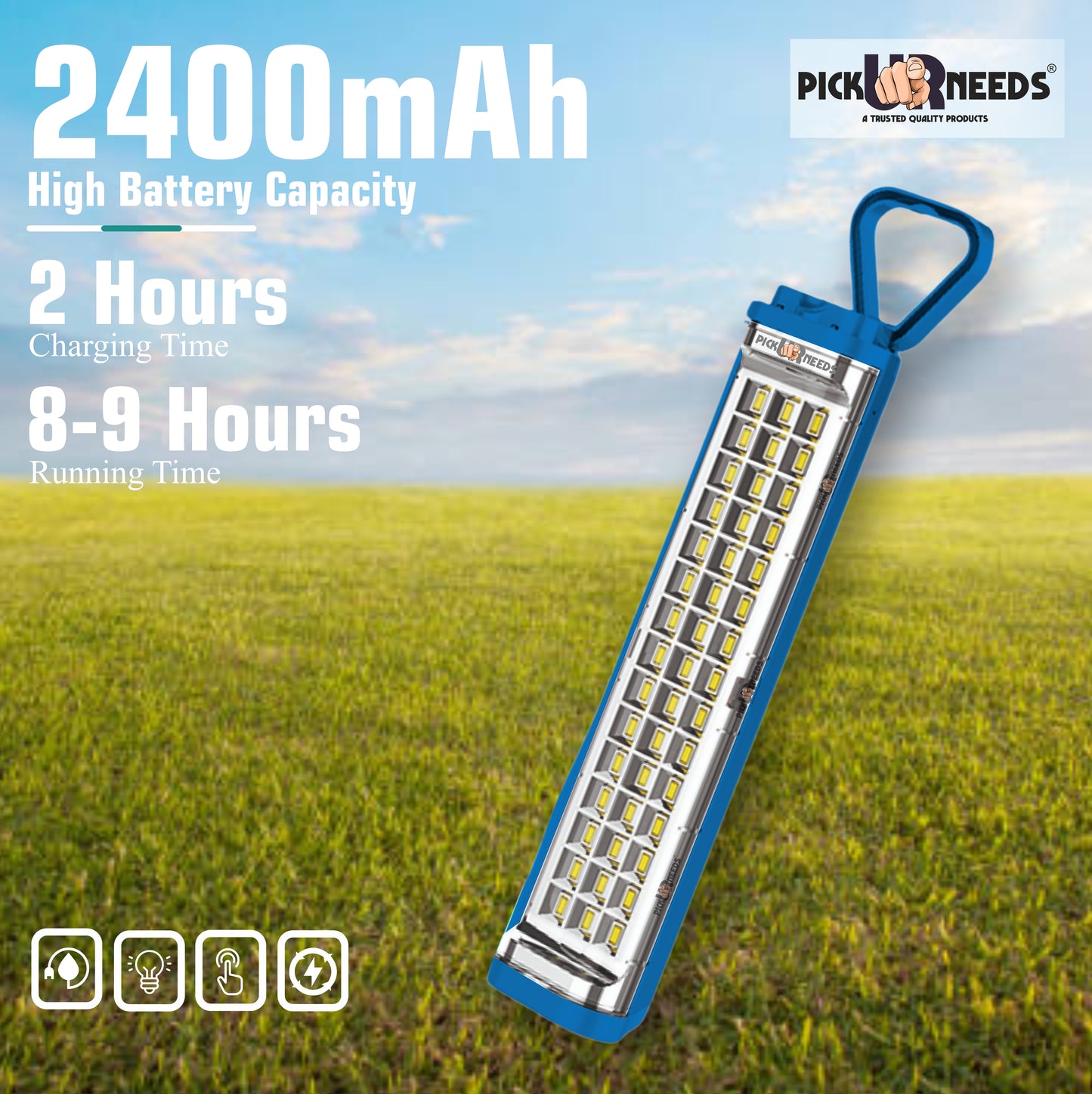Pick Ur Needs Chargeable Emergency Light Touch Sensor On / Off 45 SMD High Bright LED 1600 mAh 5 hrs Flood Lamp Emergency Light  (Blue)