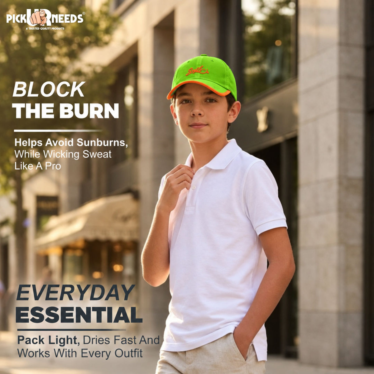 Pick Ur Needs Smile Embroidered Baseball Cap, Adjustable Dad Hat, Everyday Essential Sun Protection Caps Kids