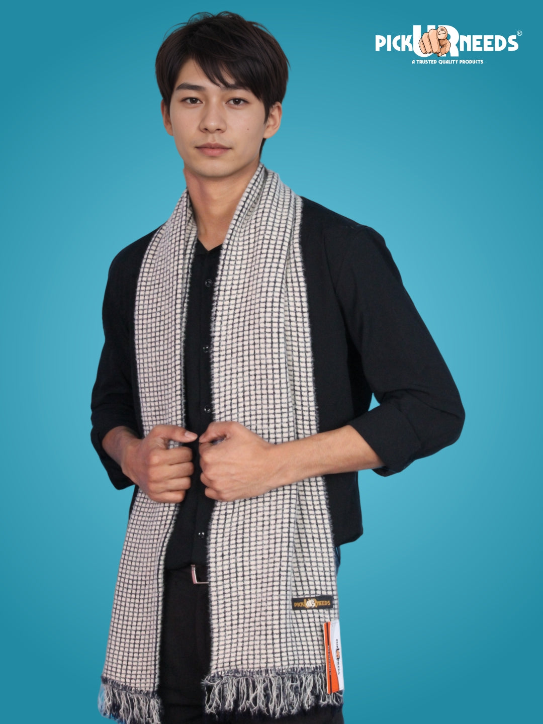 Pick Ur Needs Soft Warm Woolen Premium Winter Muffler for Men Scarf with Stylish Check Pattern Long & Comfortable Cold Weather Neck Wrap