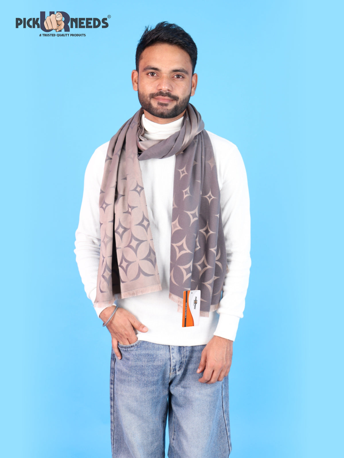 Pick Ur Needs Mens 2-in-1 Reversible Shawl Stylish Printed Winter Shawl for Boys Soft Warm Woolen Stole Premium Large Winter Wrap