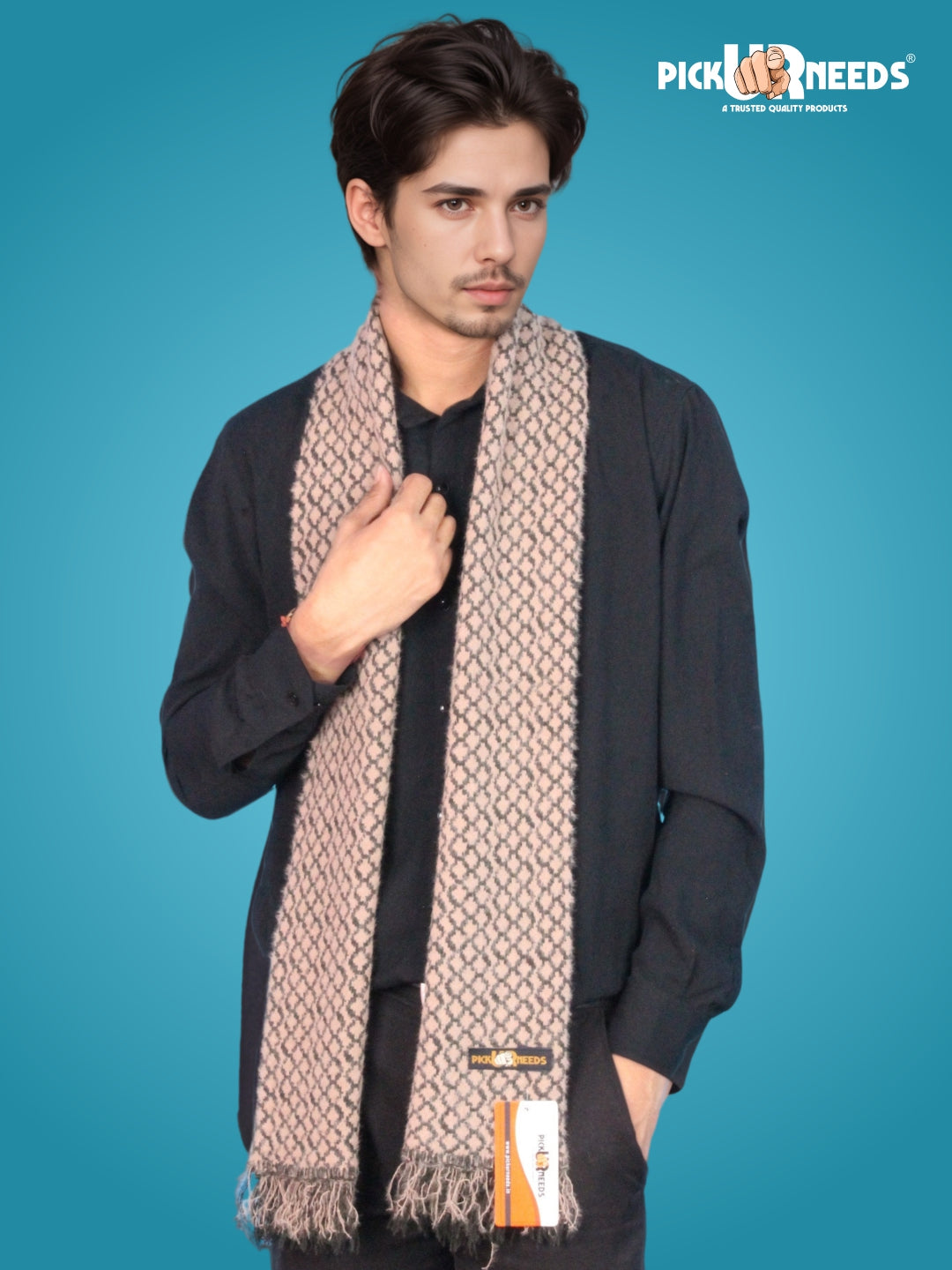 Pick Ur Needs Soft Warm Woolen Premium Winter Muffler for Men Scarf with Stylish Check Pattern Long & Comfortable Cold Weather Neck Wrap