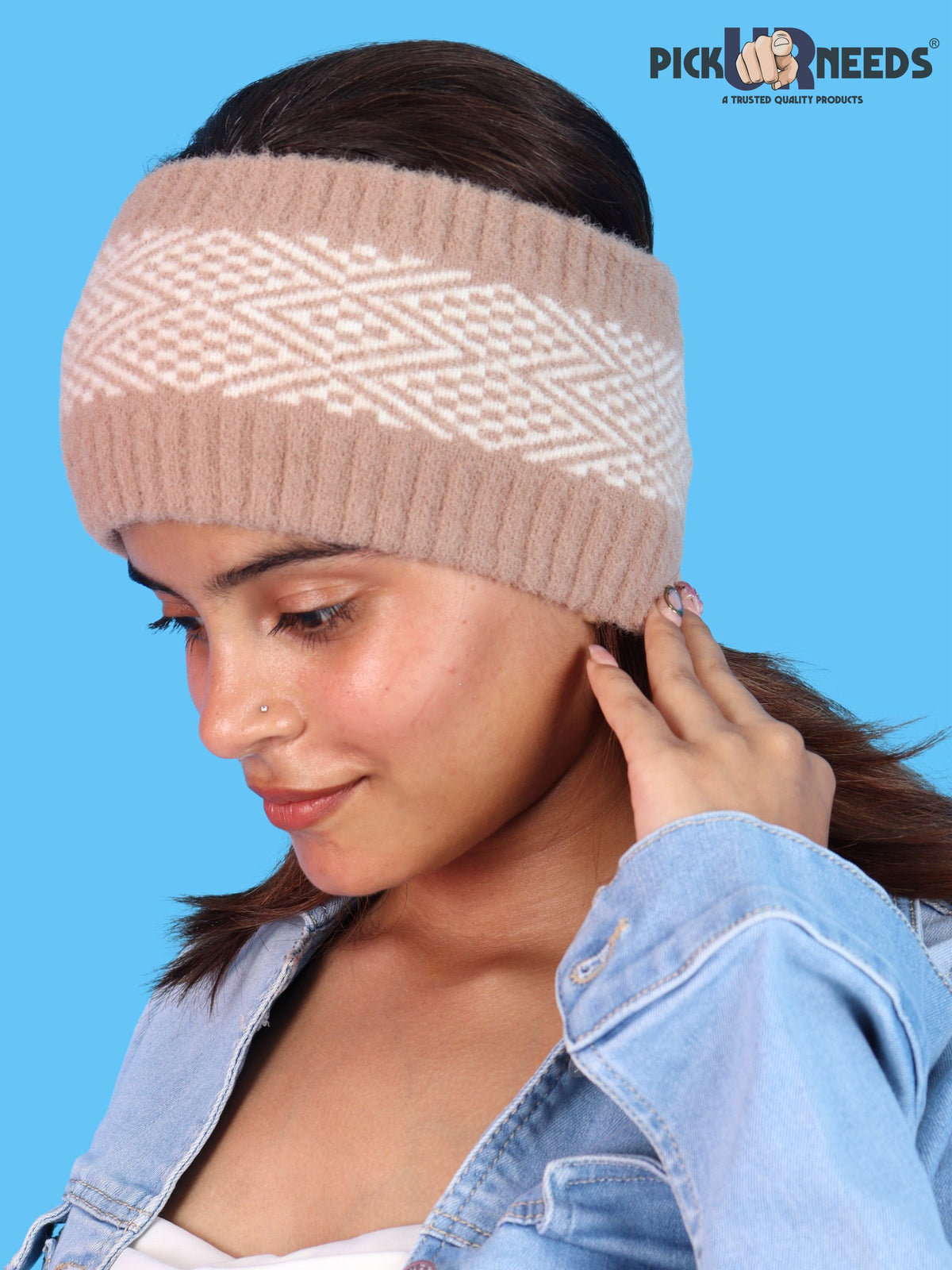 Pick Ur Needs Unisex Winter Headband Ear Warmer For Women & Men Soft Stretch Warm Head Wrap with Geometric Pattern