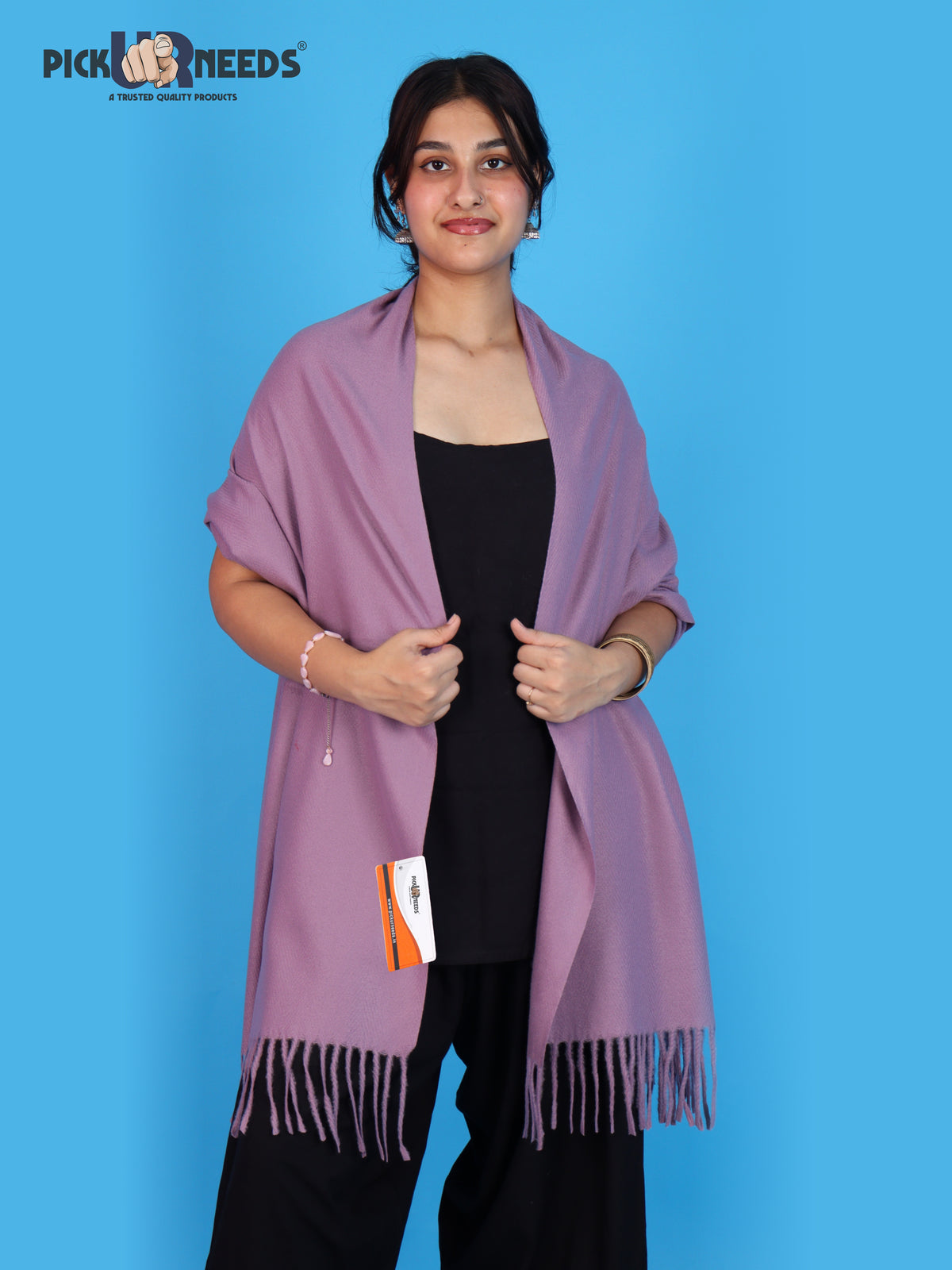Pick Ur Needs Womens Winter Shawl Soft Warm Large Wrap Shawls with Fringe Tassels Elegant Woolen Style Stole for Girls
