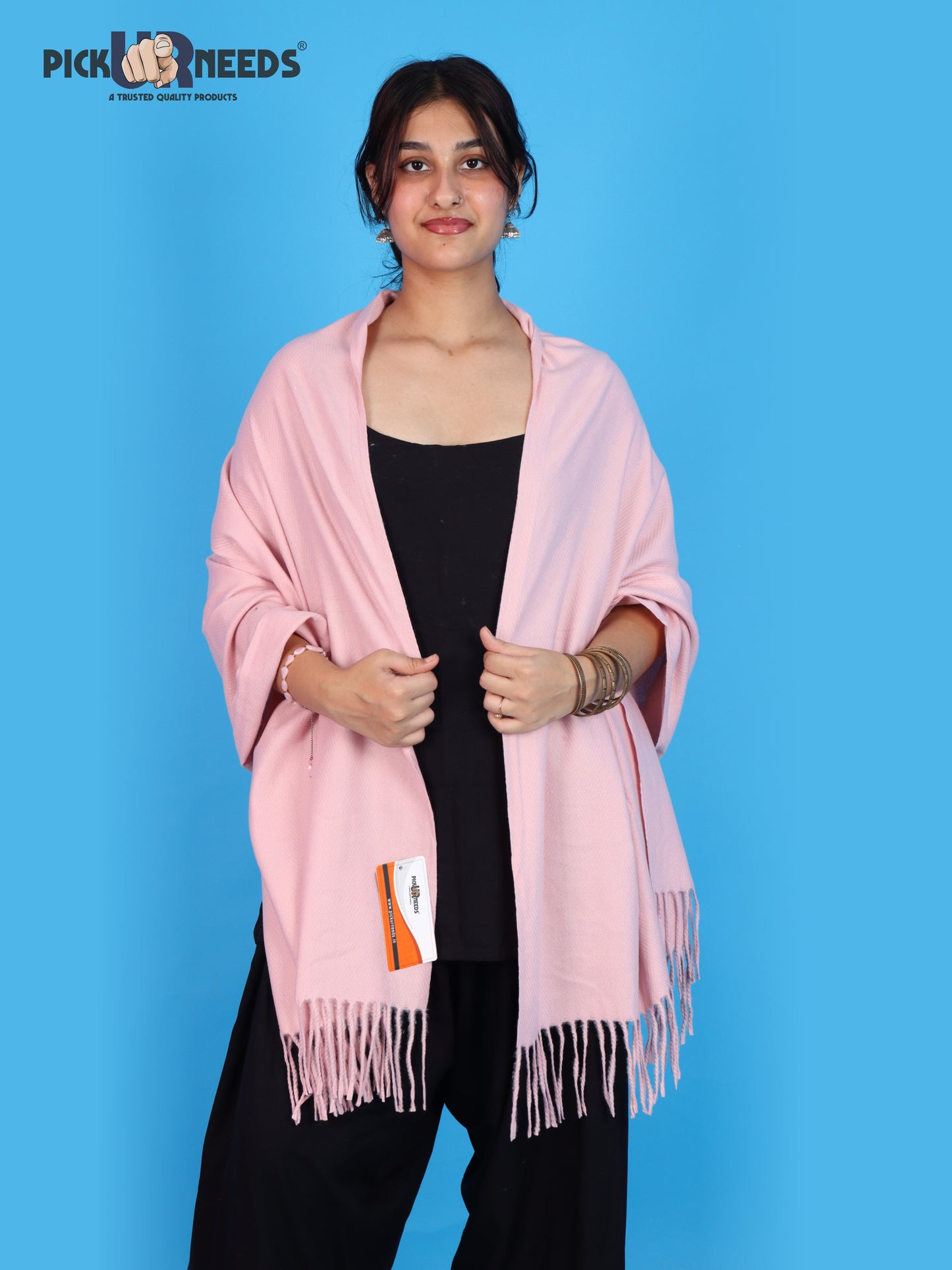 Pick Ur Needs Womens Winter Shawl Soft Warm Large Wrap Shawls with Fringe Tassels Elegant Woolen Style Stole for Girls