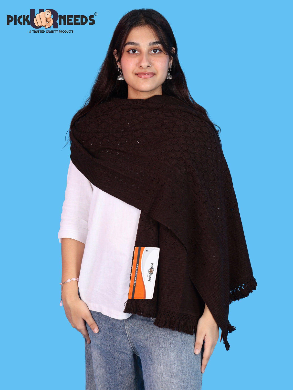 Pick Ur Needs Wool Self Design Women Shawl