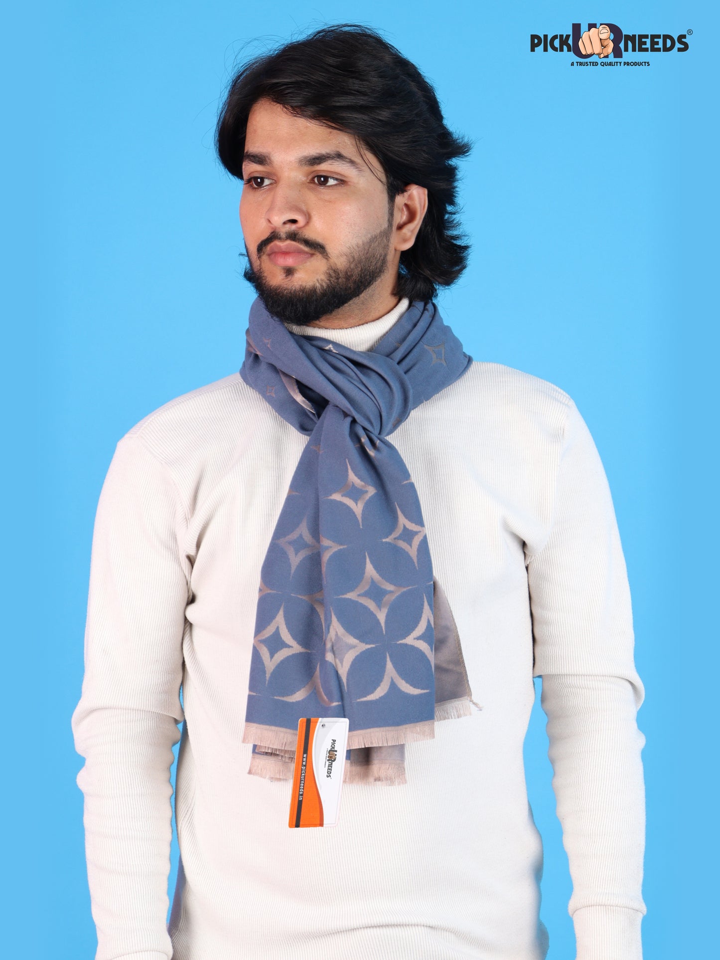 Pick Ur Needs Mens 2-in-1 Reversible Shawl Stylish Printed Winter Shawl for Boys Soft Warm Woolen Stole Premium Large Winter Wrap