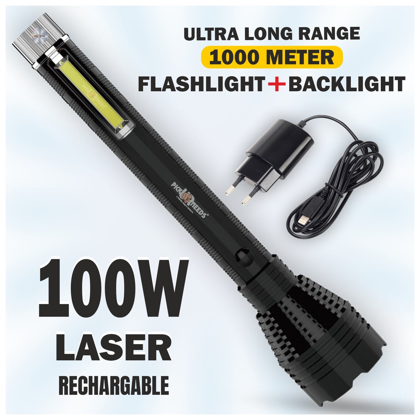 Pick Ur Needs Rechargeable 100W Search Torch+ COB With Strong Brightness 3 Mode LED Light 5 hrs Torch Emergency Light