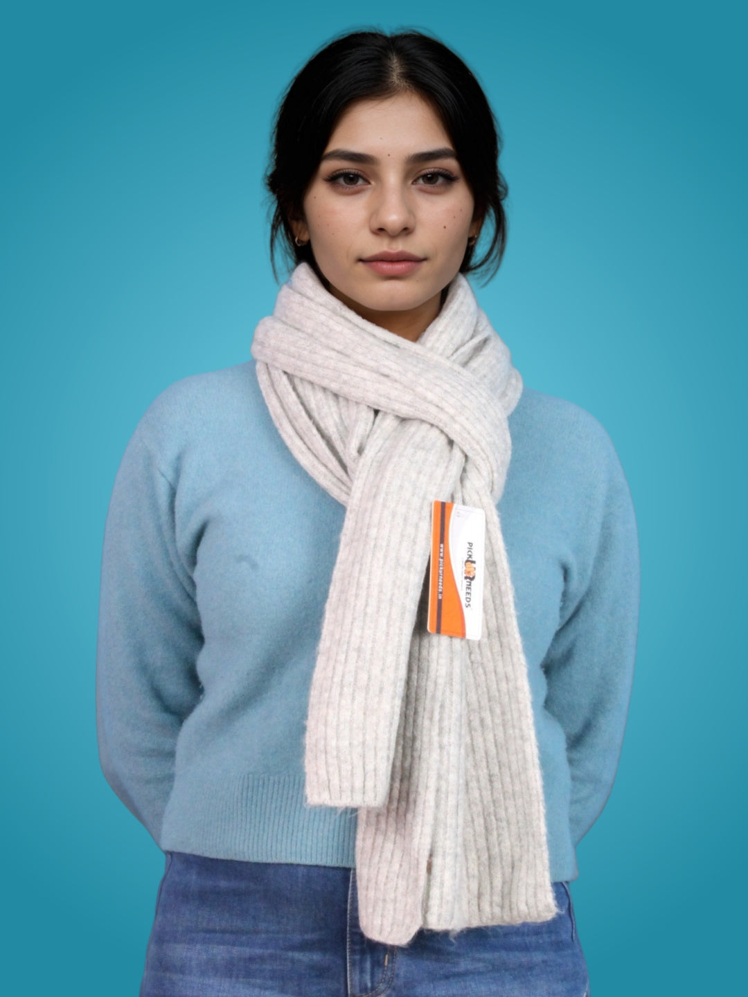 Pick Ur Needs Ultra Soft Ribbed Knit Muffler for Women Warm Winter Woolen Scarf Cozy Lightweight Neck Warmer for Casual & Outdoor Use
