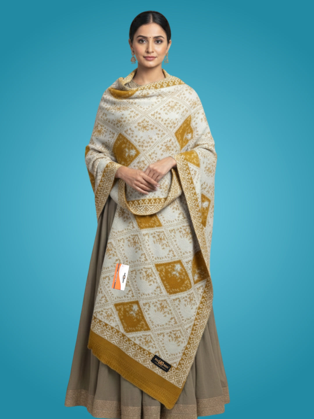 Pick Ur Needs Woolen Shawl for Women | Warm Winter Wool Fabric Shawls with Traditional Prints | Soft & Elegant Ethnic Stole