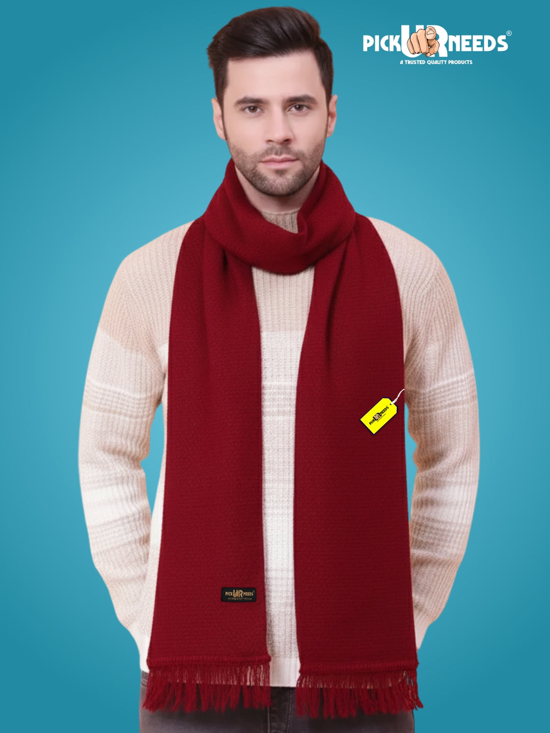 Pick Ur Needs Premium Soft, Warm & Breathable Wool Blend Winter Scarf for Men Fashionable Elegant Muffler