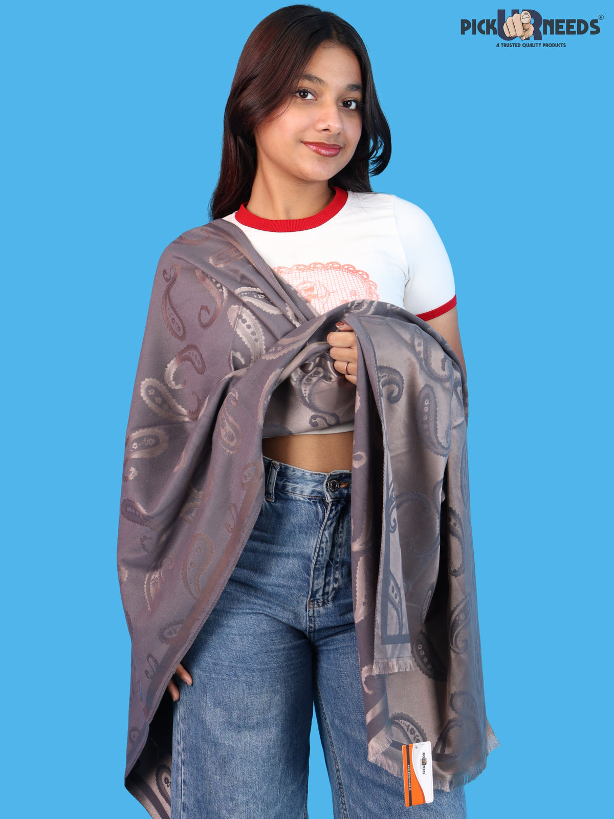Pick Ur Needs Women & Girls Reversible 2 in 1 Woolen Muffler Soft Warm Dual Side Winter Scarf with Elegant Paisley Pattern