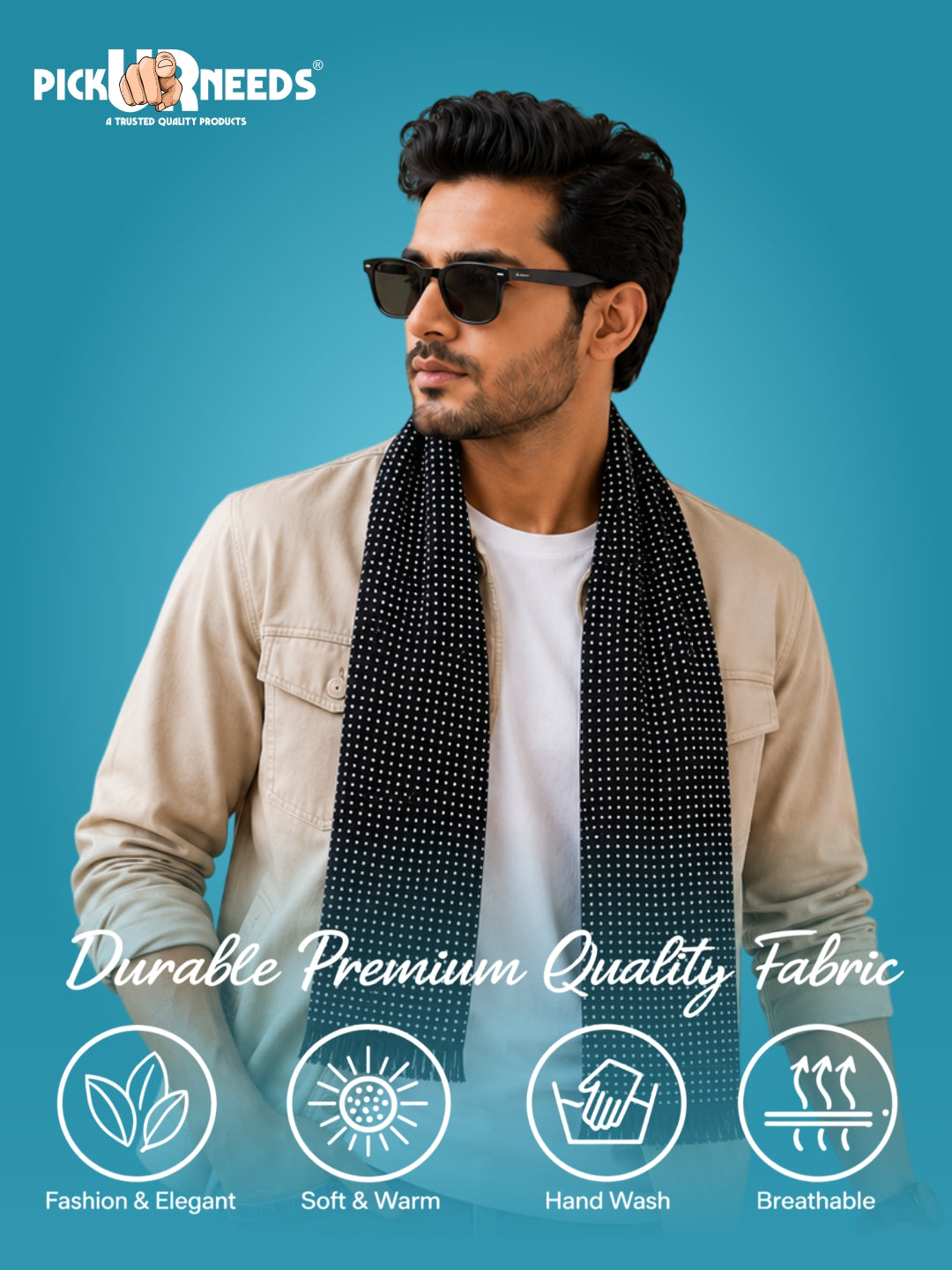 Pick Ur Needs Wool Blend Muffler for Men Soft Winter Scarf with Elegant Checks All-Day Comfort