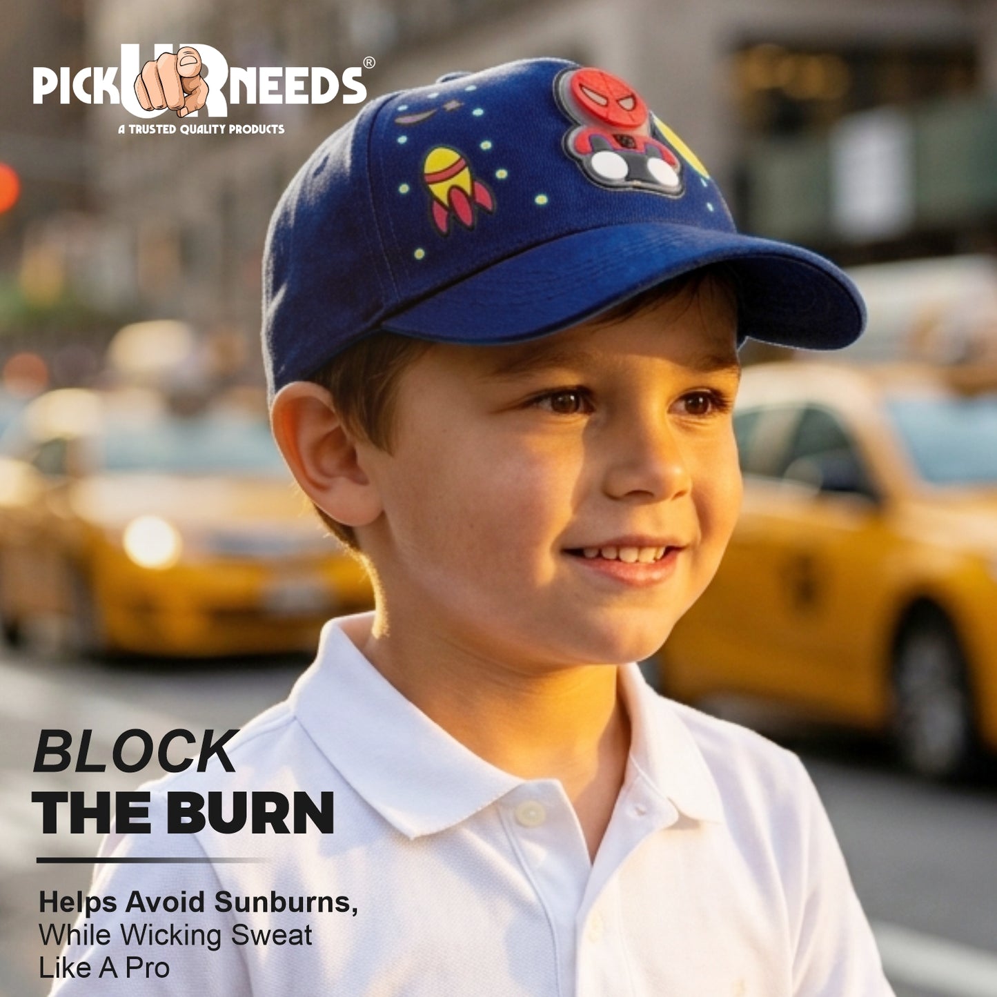 Pick Ur Needs Kids Superhero Style Baseball Cap Adjustable Cartoon Theme Sun Hat for Boys & Girls