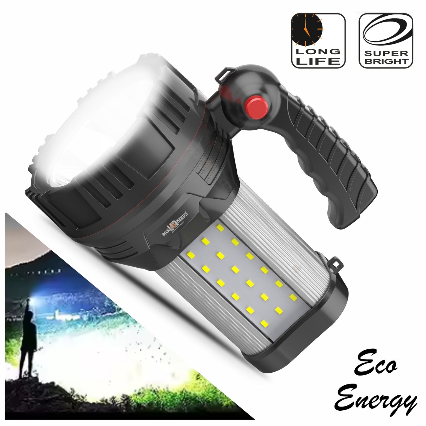 Pick Ur Needs 250W Rechargeable LED Light with 18 SMD High Power Searchlight 1500mAh 12 hrs Torch Emergency Light